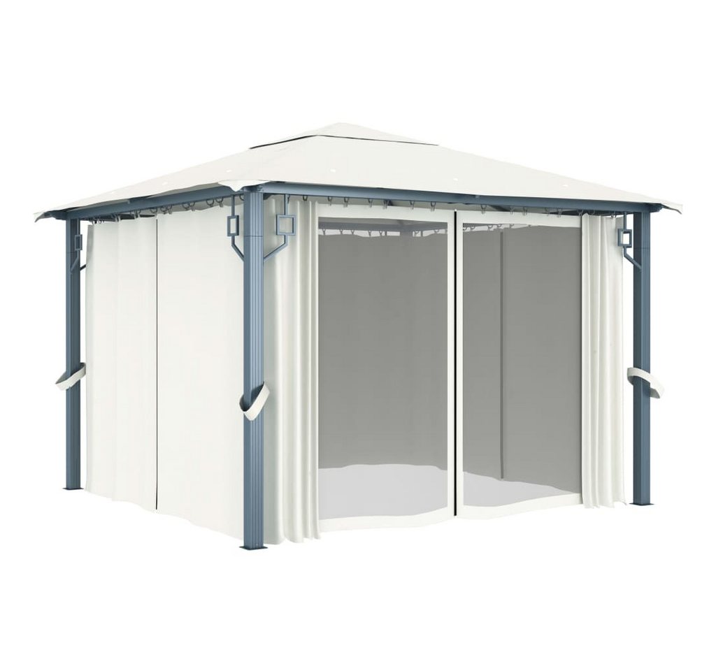 Thumbnail - vidaXL Pavillon Pavillon Gartenzelt mit Vorhängen 300 x 300 cm Creme Aluminium