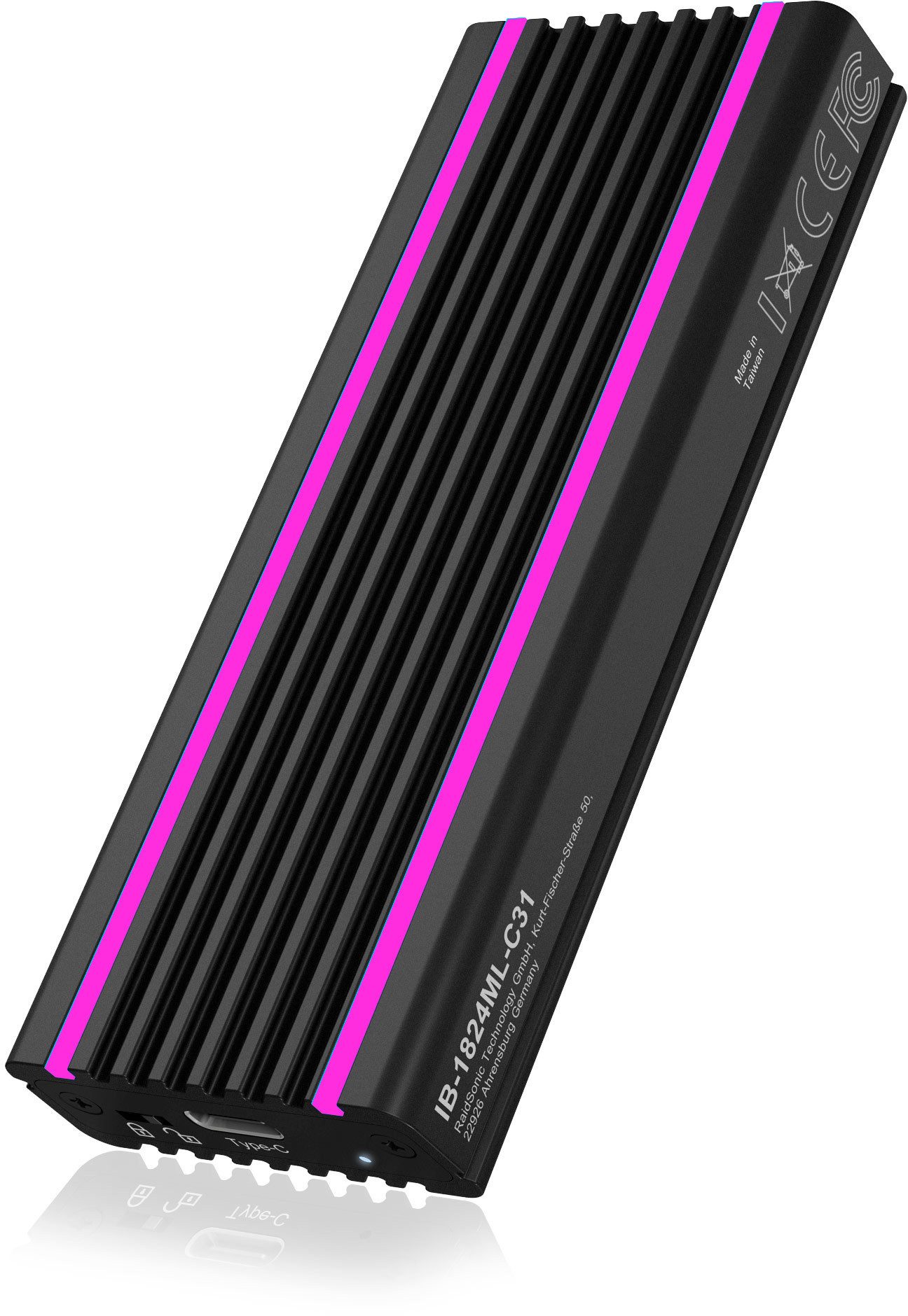 Festplatten-Gehäuse Externes Type-C Gehäuse M.2 NVME SSD RGB, Hochwertiges Aluminium