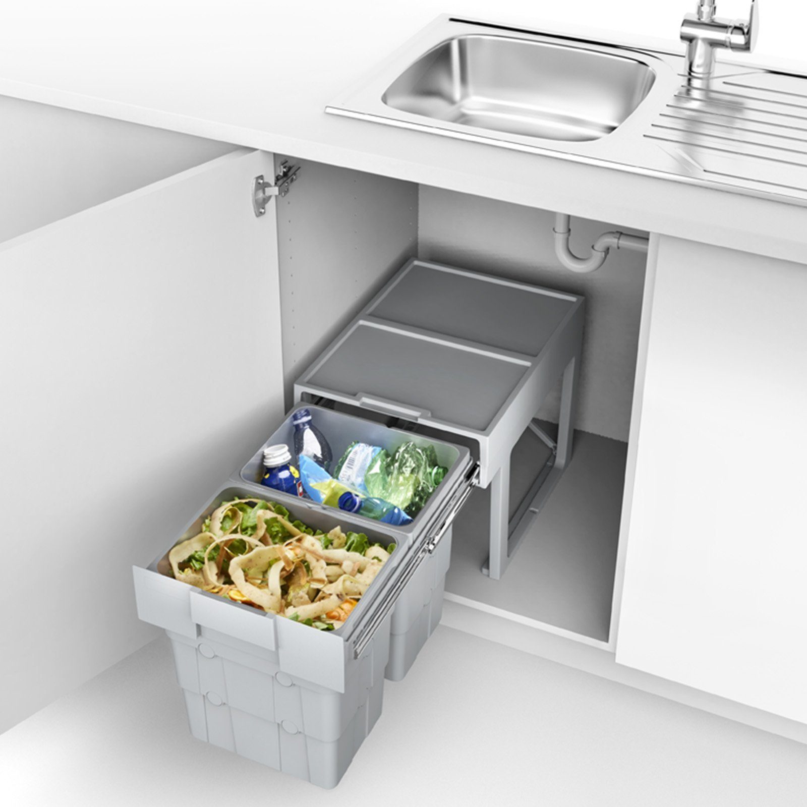 Genießen Sie bitte SO-TECH® Mülltrennsystem Abfalltrennsystem essensa easywaste mit Trennung 2 oder 3-fach