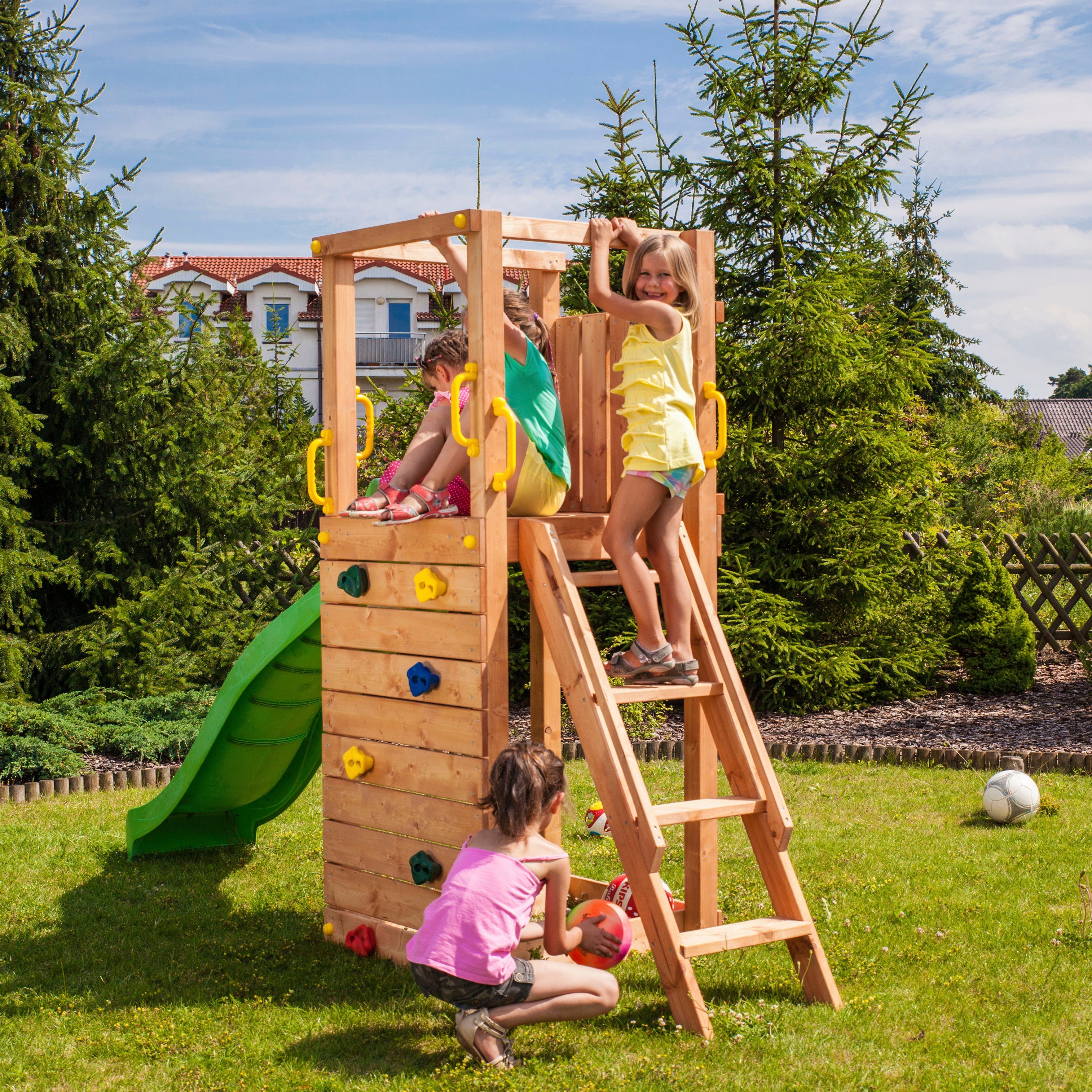 FUNGOO Spielturm TIPTOP, mit Rutsche & Kletterwand