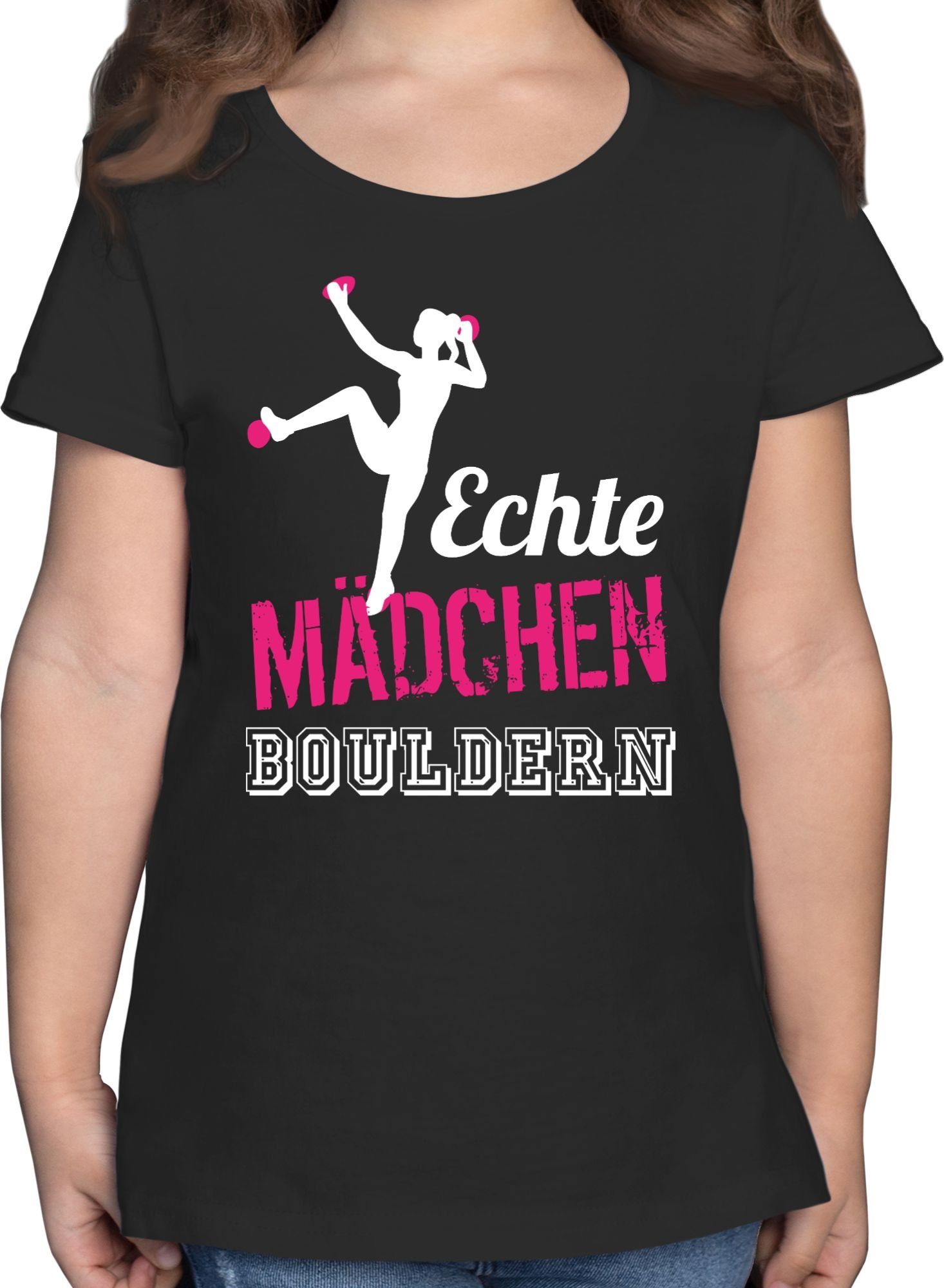 Shirtracer T-Shirt Echte Mädchen bouldern fuchsia/weiß Kinder Sport Kleidung 1 Schwarz