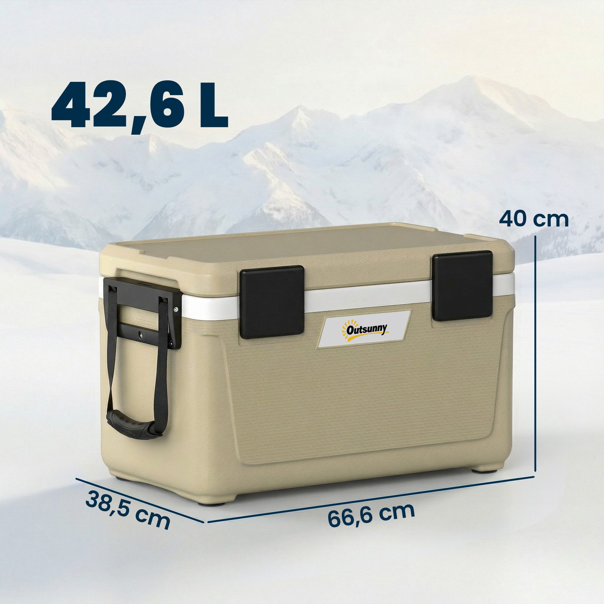 Outsunny Kühlbox mit PU-Vollschaumisolierung, Ablassventil, Griff, 42 l, für Camping Picknick