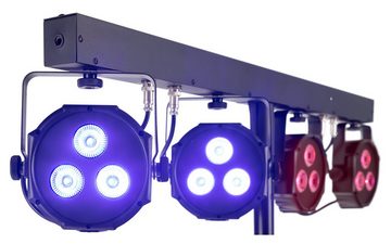 Showlite Lichtanlage LB-427 LED RGB Licht Komplettanlage, steuerbar via DMX 512, Wireless-Fußpedal oder manuell inkl. Stativ