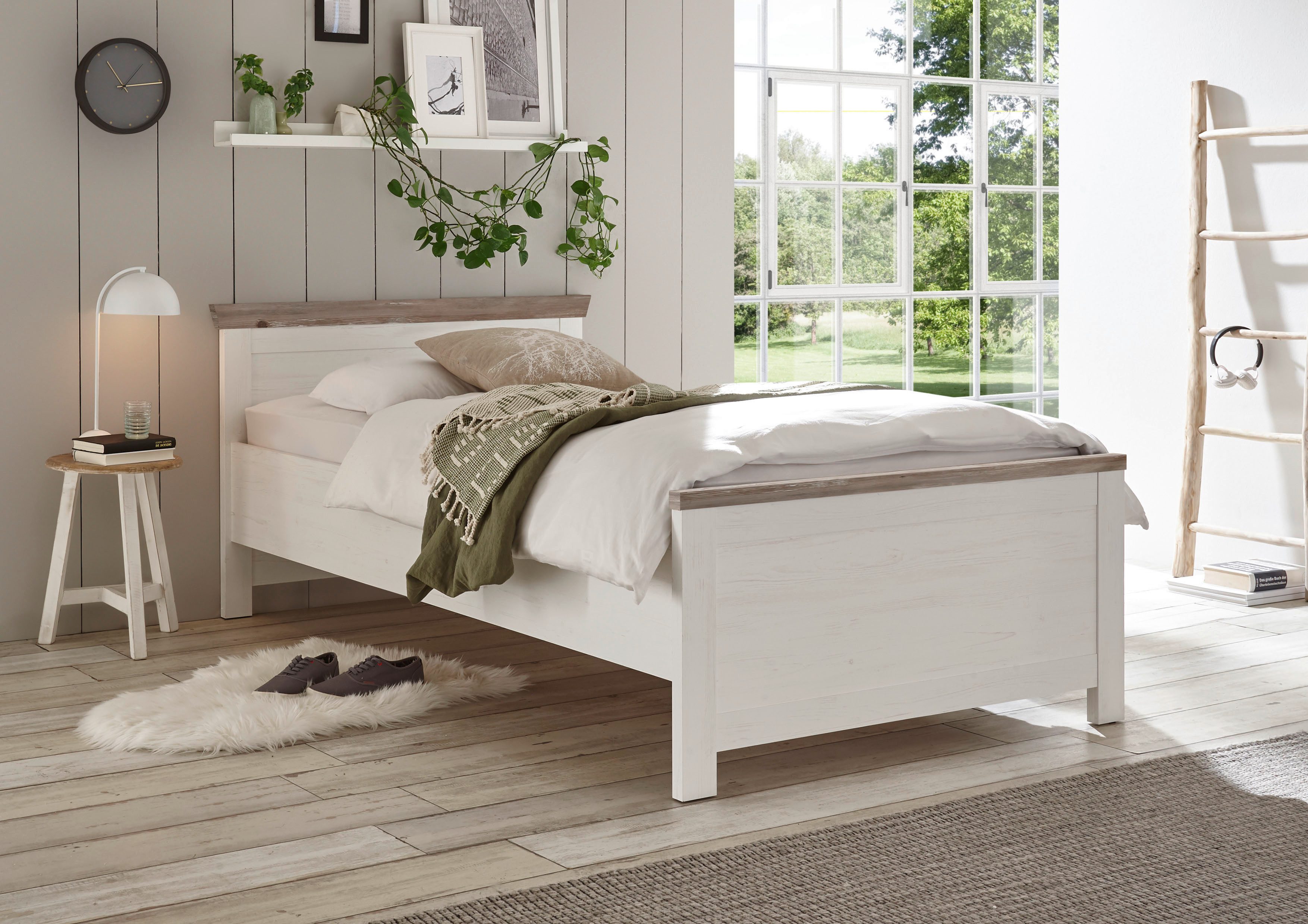 Home affaire Bett Florenz Doppelbett Landhausstil Bettgestell (100,140 oder 180/200cm), aus FSC®-zertifiziertem Holzwerkstoff, in 3 Breiten