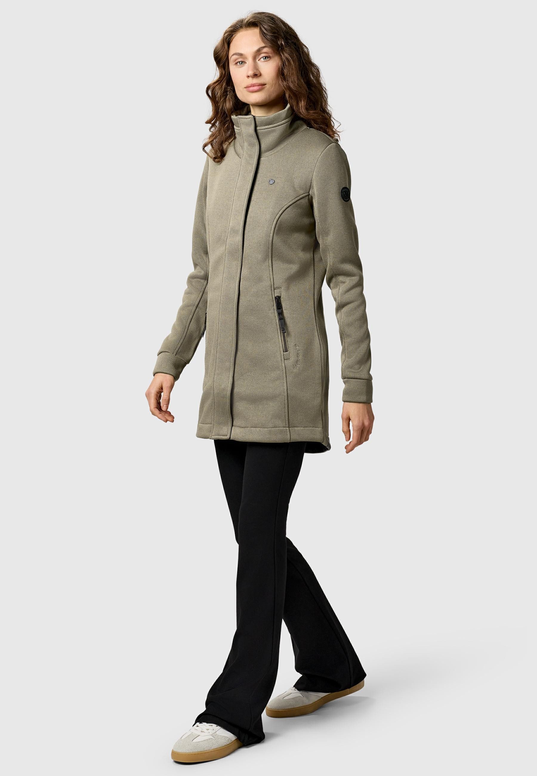 Ragwear Sweatjacke Letrice Bonded Elegante Zip-Jacke mit hohem Kragen in Feinstrickoptik