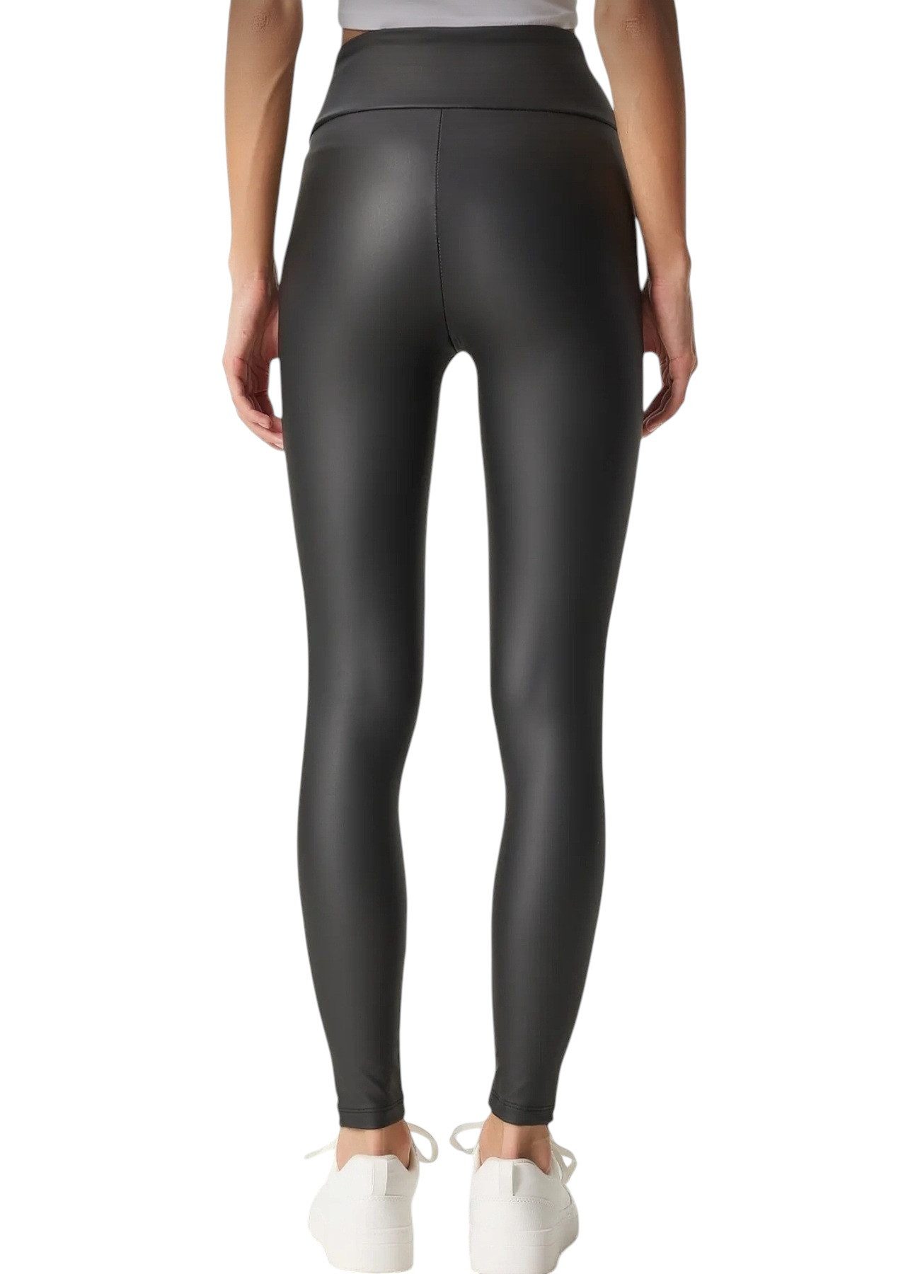 fashionshowcase Highwaist Leggings Damen Kunstlederleggings Thermo – mit Innenfutter Fleece-Futter für zusätzliche Wärme