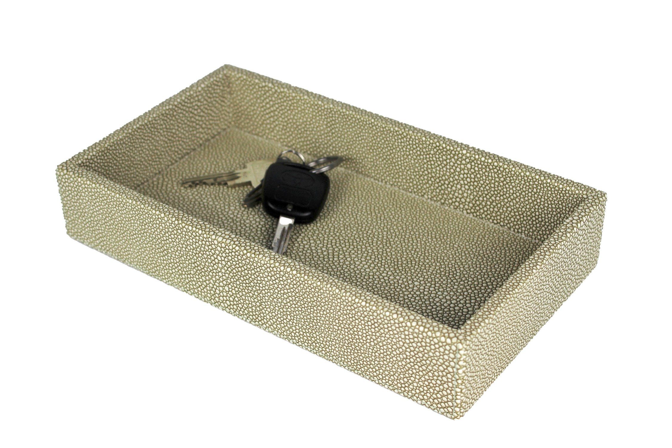 Signature Home Collection Dekotablett Tablett klein Dekotablett Münzschale Kunstleder Rochenhaut (1 Stück, 1 Tablett Kunstleder Rochenhaut), ideal für Kosmetik, wasserabweisend