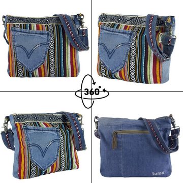 Sunsa Umhängetasche Schultertasche aus Jeans Crossbody Tasche mit Stoff, mit abnehmbaren Schulterriemen, enthält recyceltes Material