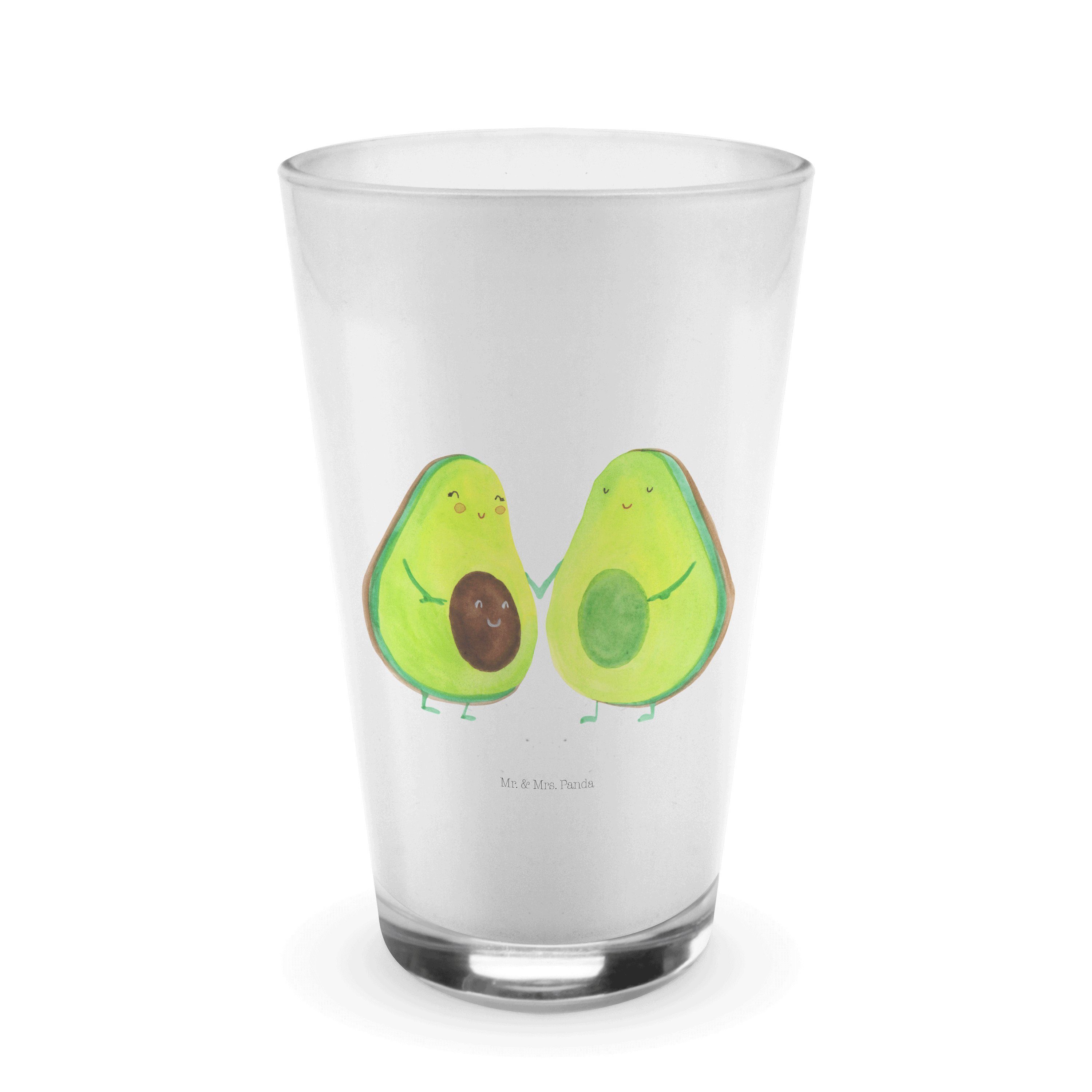 Mr. & Mrs. Panda - Geschenk, Pärchen Premium - Glas, Cappuccino Glas Ve, Glas Transparent Avocado Frucht