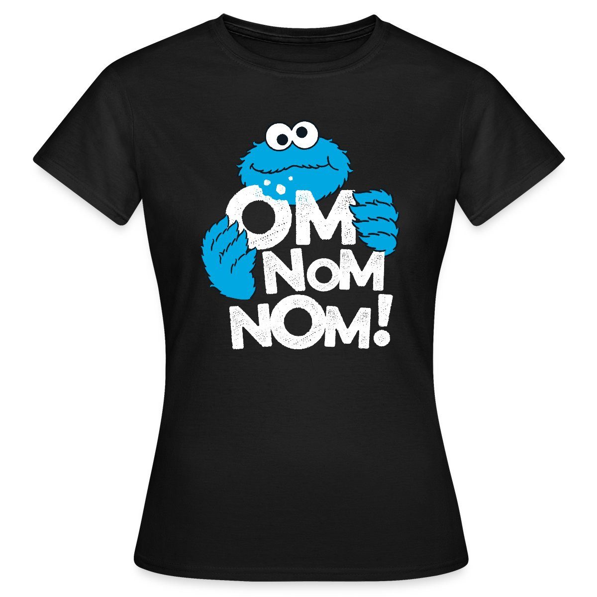 Spreadshirt T-Shirt Sesamstraße Krümelmonster Om Nom Nom Frauen T-Shirt (1-tlg)