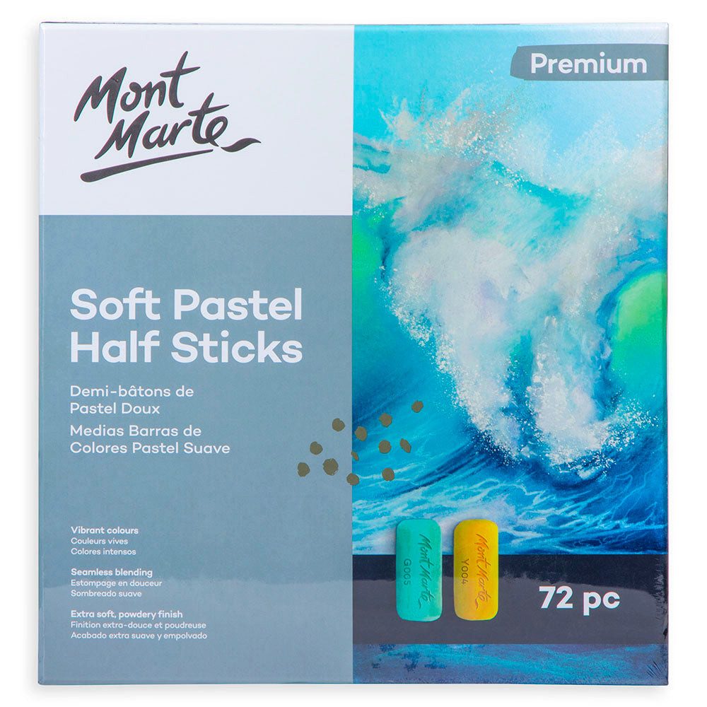 Mont Marte Pastellkreide Weiche Pastellkreide Softpastell 48 / 72 Farben, Halbkreiden, Ideal für Layering, Verblenden und ausdrucksstarke Kompositionen