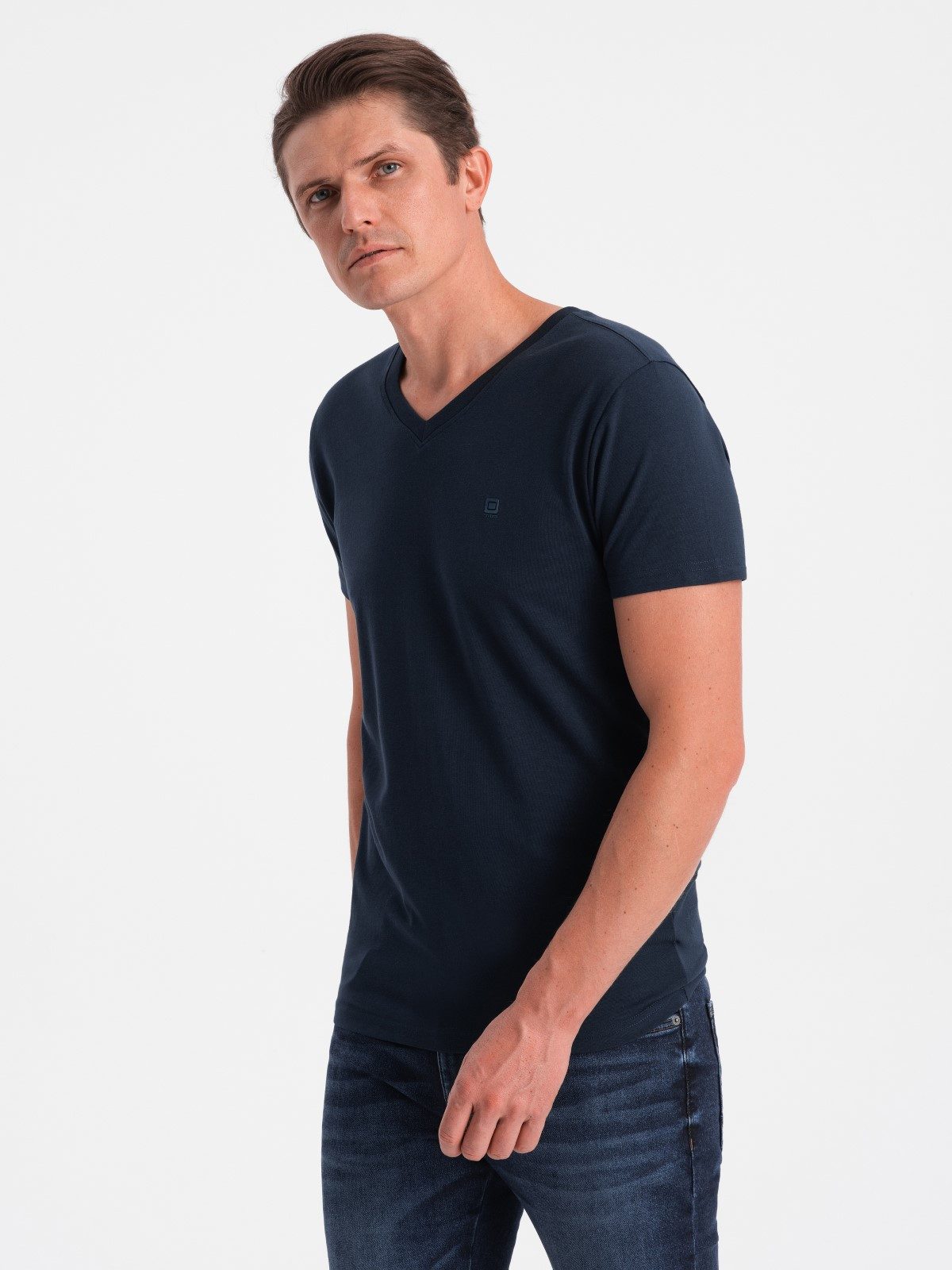 OMBRE T-Shirt Herren V-NECK-T-Shirt mit Elastan – Bild 2 von 5
