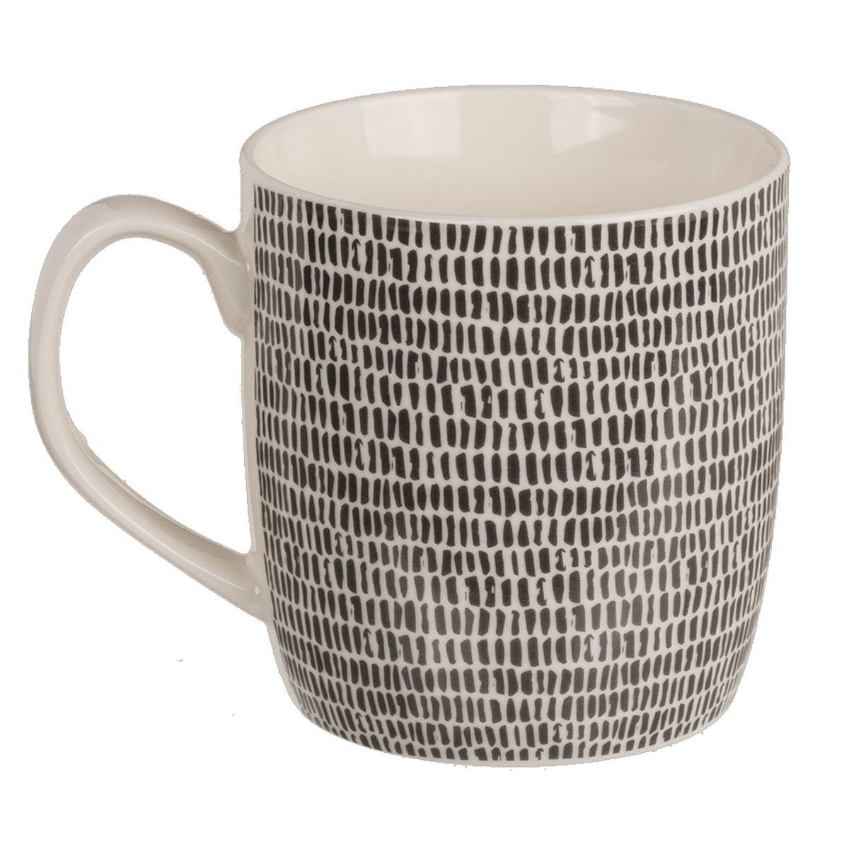 Marabellas Shop Tasse Kaffeetasse ca. 8,6 x 9,2cm in Schwarz/Weiß mit Herz- oder Strichmotiv, New Bone China, für Spülmaschinen geeignet