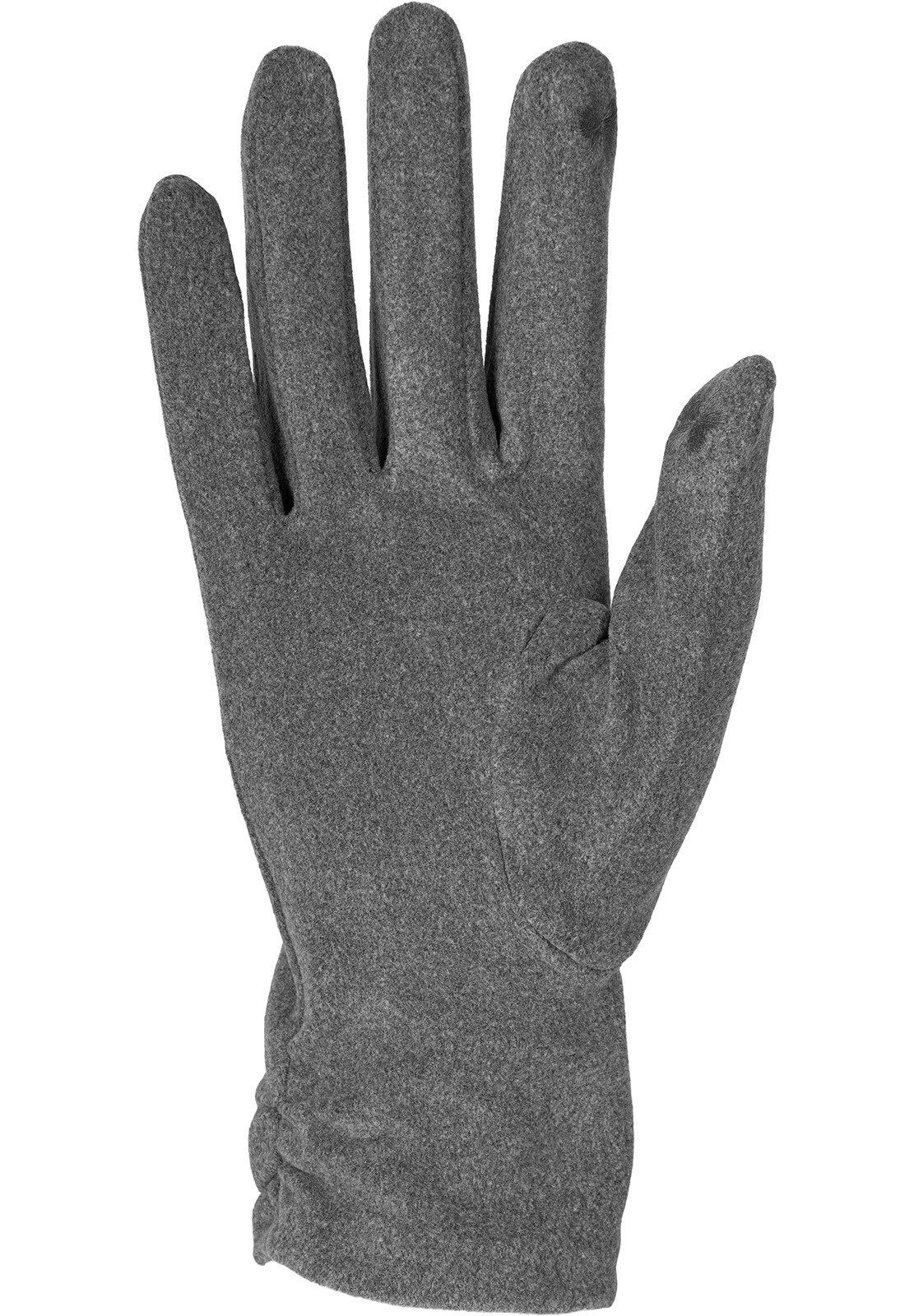 Fleecehandschuhe gerafft Handschuhe styleBREAKER Touchscreen seitlich Grau