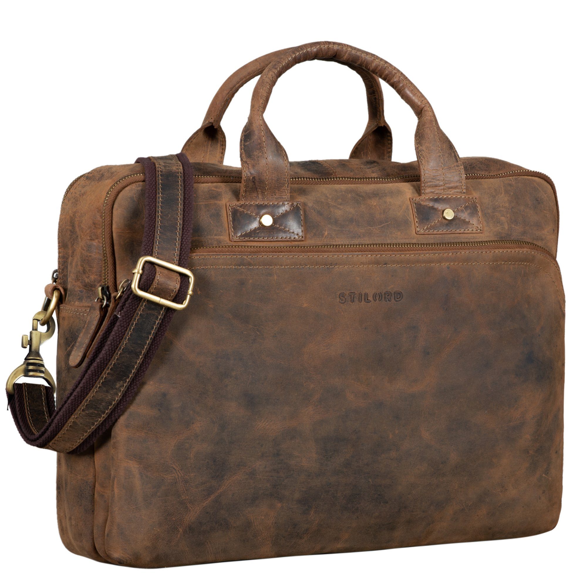 STILORD Laptoptasche "Hector" Große Business Ledertasche für Herren