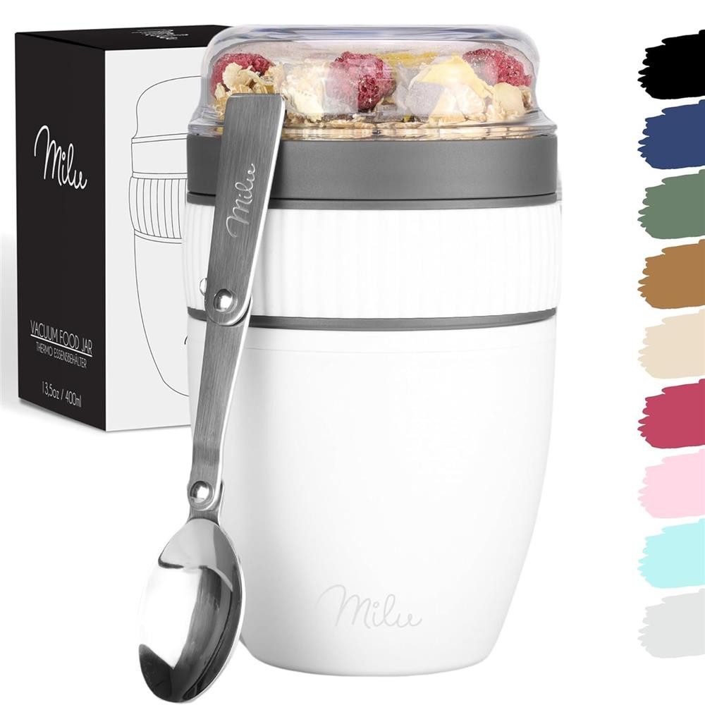 Milu Müslibox Milu Müslibecher To Go Kunststoff 400 ml, auslaufsicher, Müslimax Set
