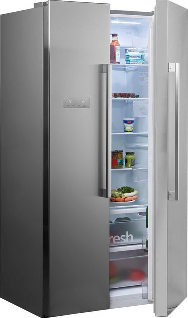 Siemens KA93NVIFP iQ300 amerikanischer Side-by-Side Kühl-Gefrier-Kombination / F / 413 kWh/Jahr / 580 l / noFrost / superCooling / freshSense / multiAirflow-System, Metallisch