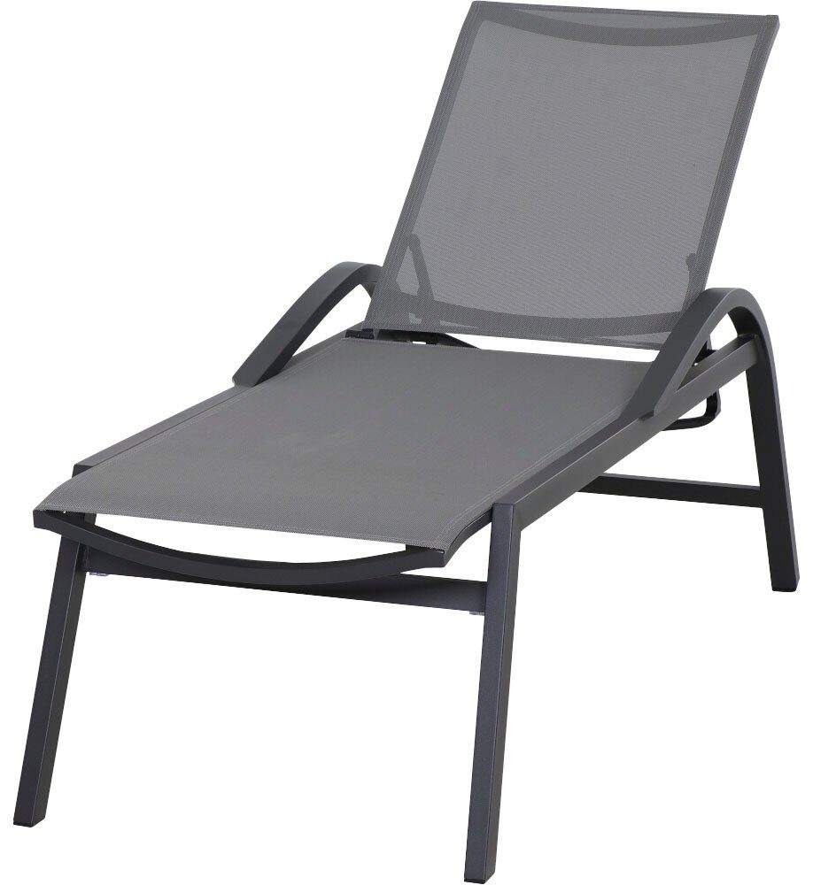 Siena Garden Rollliege Milos, Aluminiumgestell matt-anthrazit, Ranotex®-Gewebe schwarz-silber