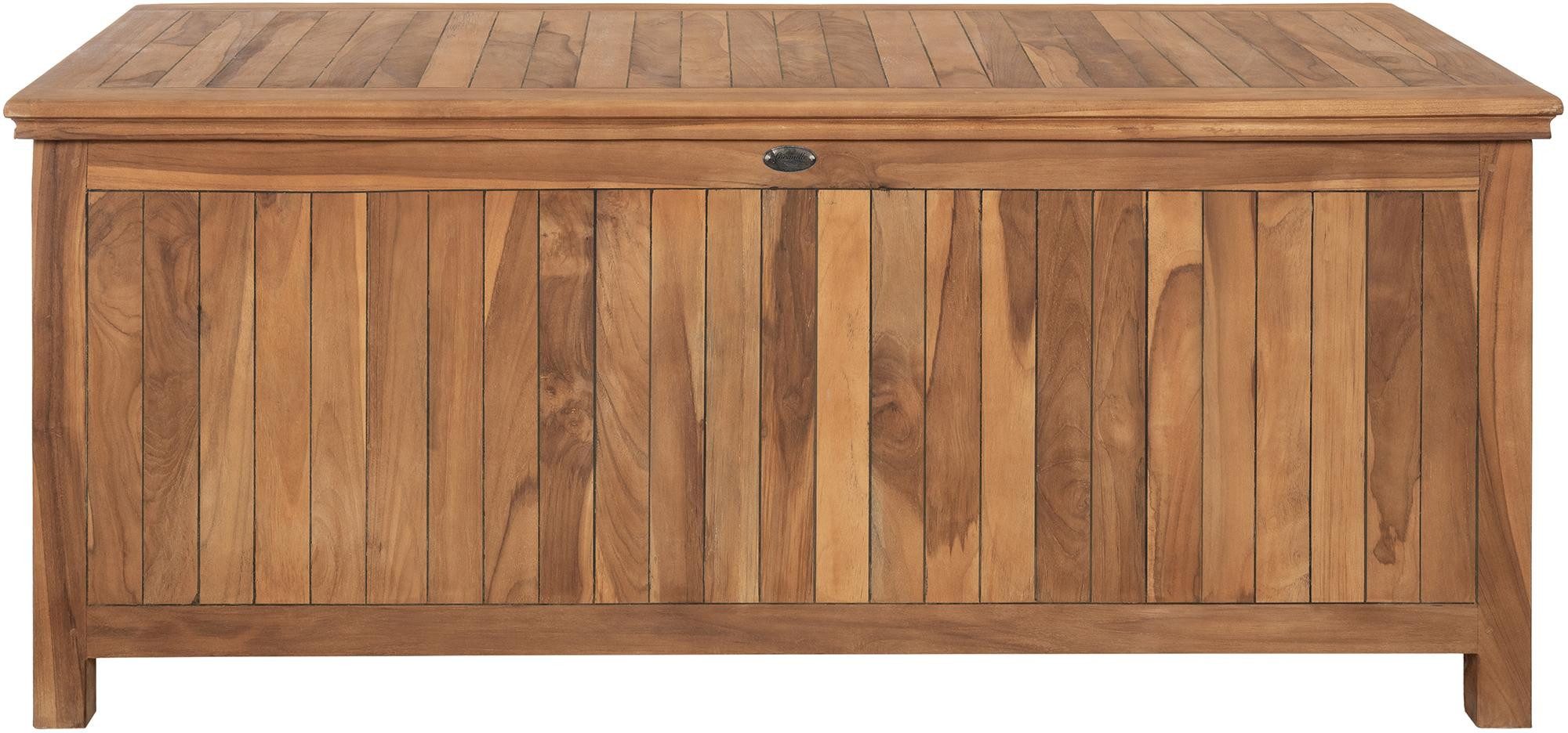 TPFGarden Gartenbox Novara - Gartenbox aus hochwertigem wasserabweisendem Teakholz (Aufbewahrungsbox Garten - Gartentruhe Teakholz, Gartenbox mit hochwertigen Gasdruckfedern), Maße: Volumen 382 Liter - Außenmaße: (TxBxH): 63 x 140 x 77cm