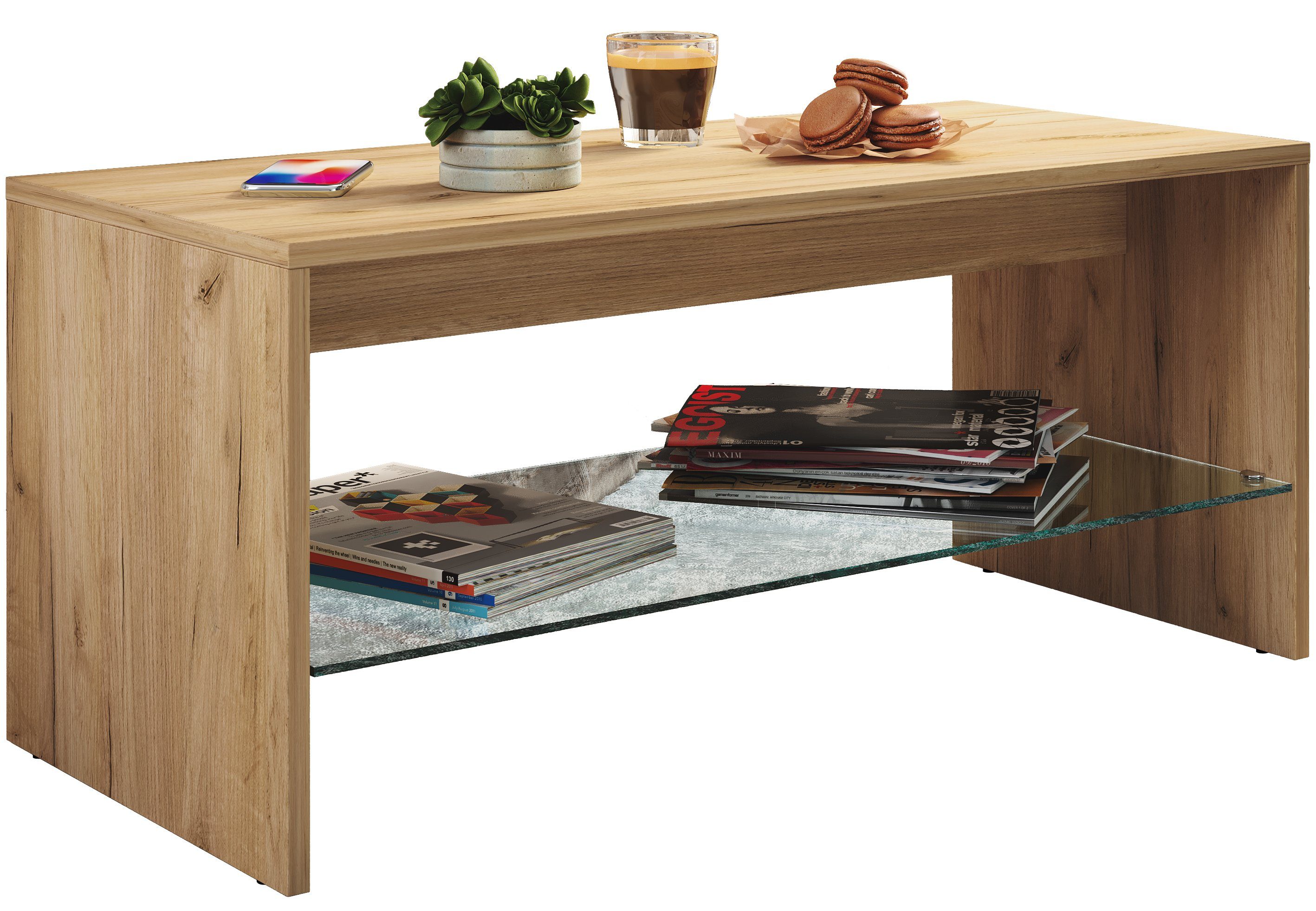 VCM Couchtisch Wisal B. 90 x T. 40 x H. 40 cm, Abstellfläche für Kaffeetassen, als Blickfang im Wohnbereich, 1 Fächer
