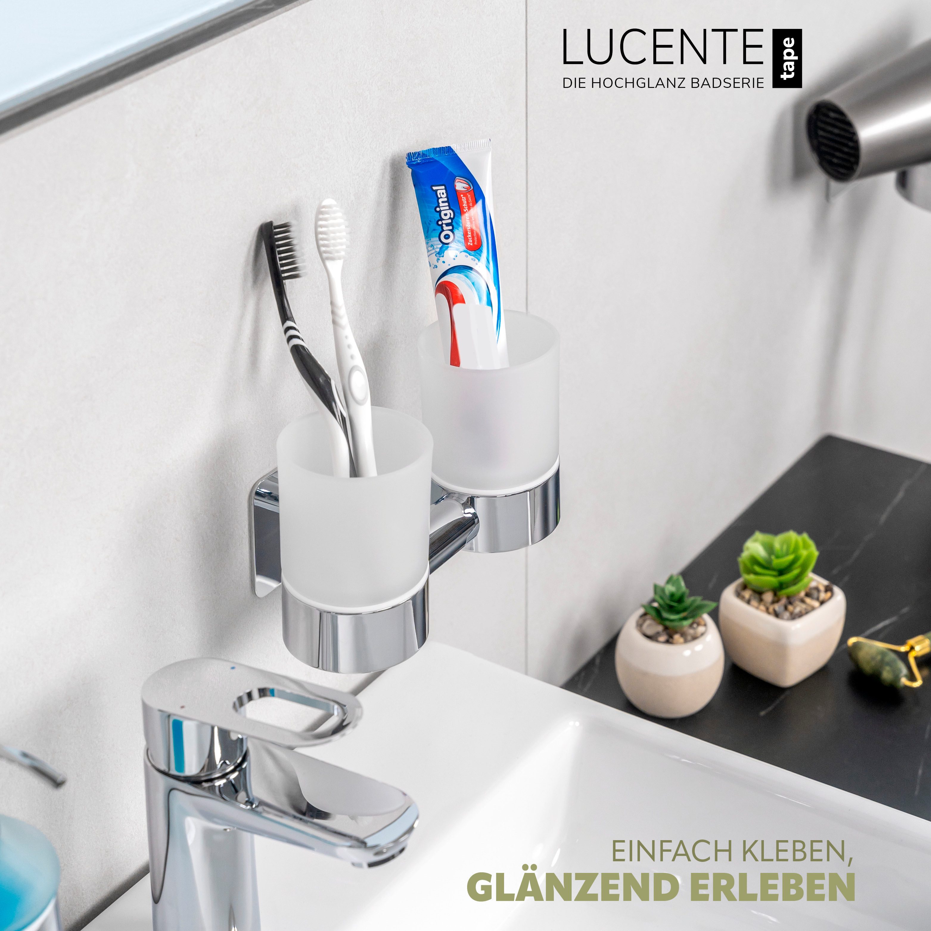 bremermann Zahnputzbecher Bad-Serie LUCENTE TAPE - mit Klebepad günstig online kaufen