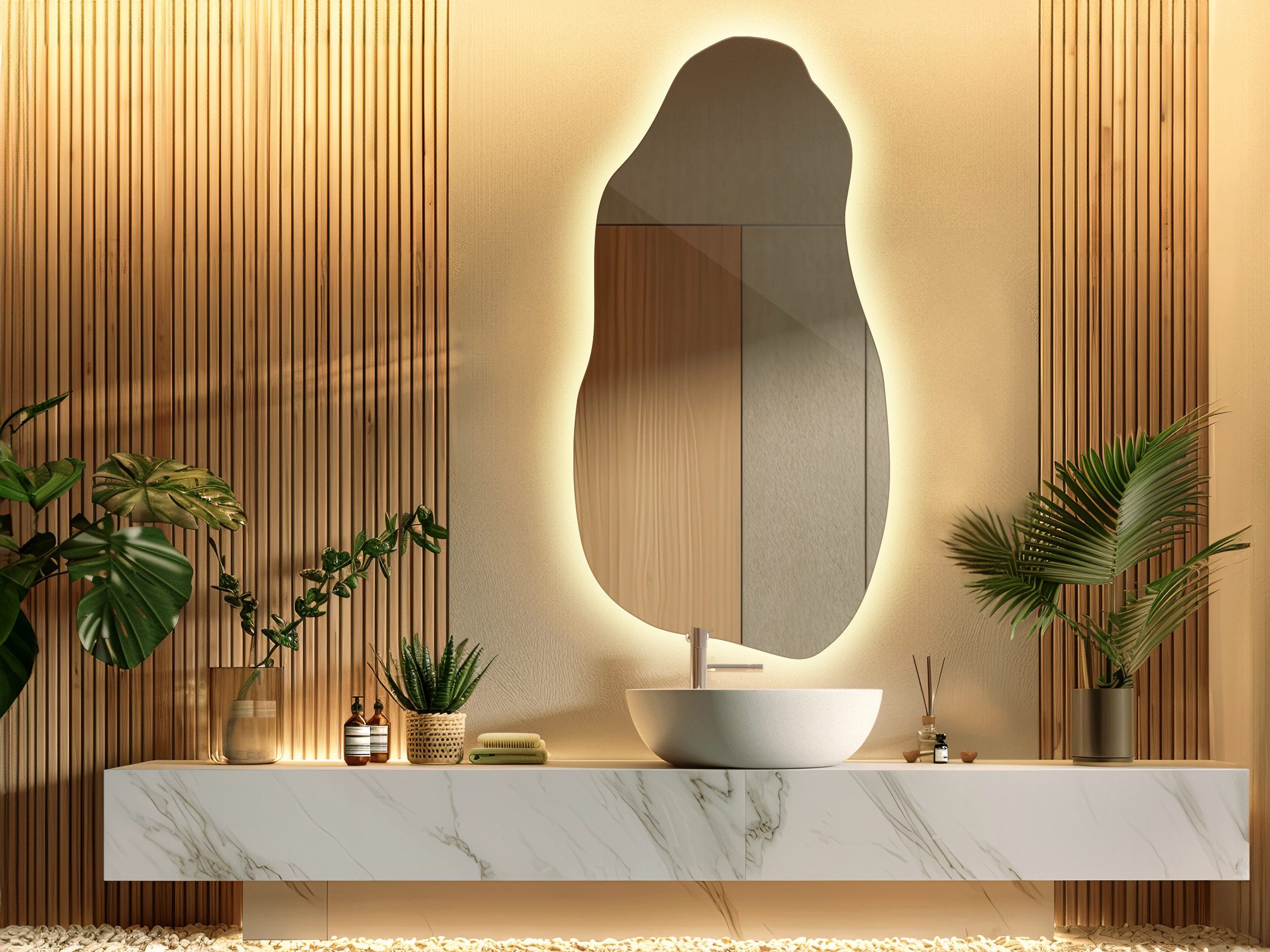 Tulup LED-Lichtspiegel Beleuchteter LED-Spiegel mit Moderne Form der zu Jedem Interieur Passt