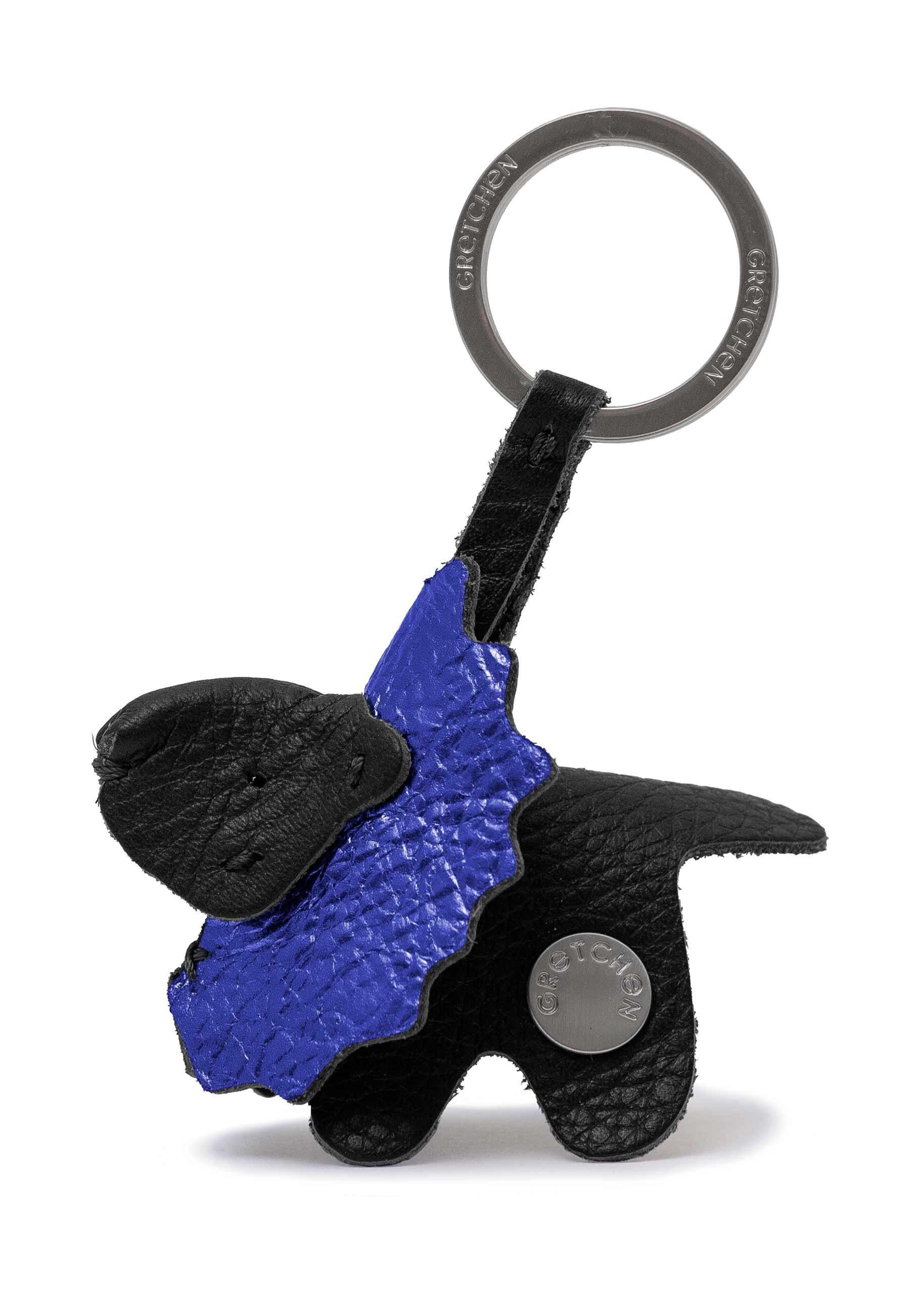 GRETCHEN Schlüsselanhänger Lion Keyring, Kalbsleder italienischem schwarz-blau aus