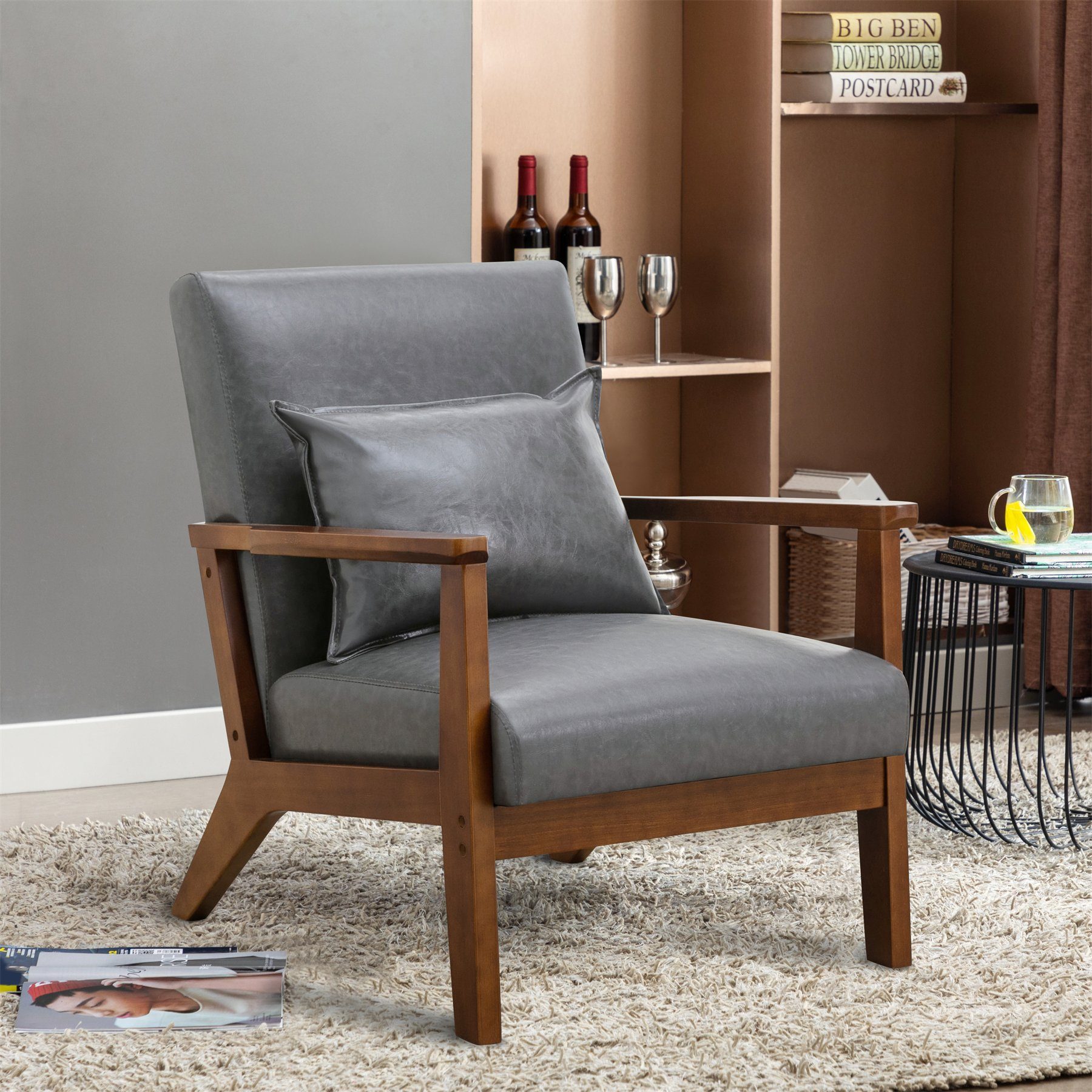 HomeMiYN Cocktailsessel »HomeMiYN Gepolsterter Sessel aus  Cocktailwannenstuhl Einzelsofa Eleganter Retro-Stuhl Massivholzstruktur für  Wohnzimmer« online kaufen | OTTO
