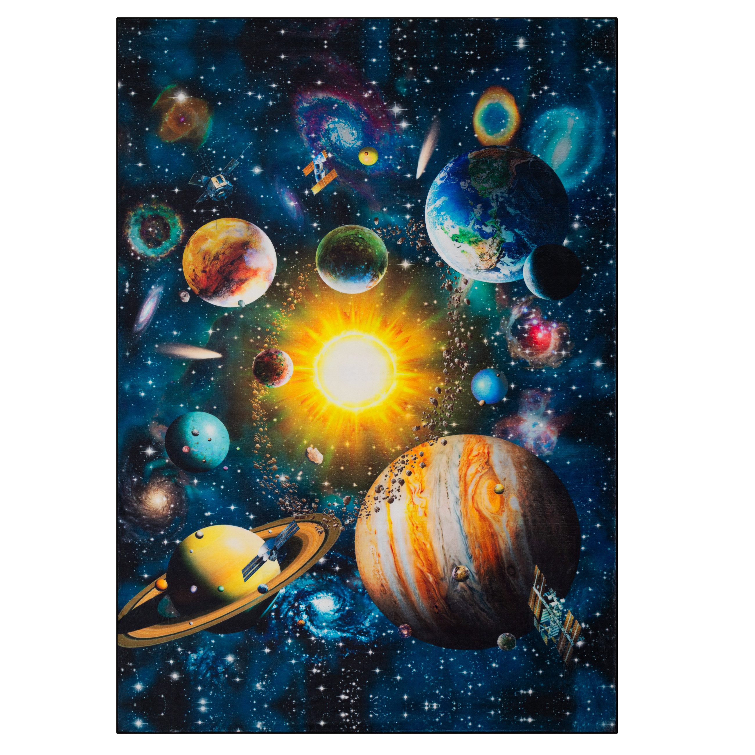 Tapiso Kinderteppich COSMO GAME, rechteckig, Höhe: 7 mm, Rutschfester Kinder- und Gamer-Teppich mit buntem Design