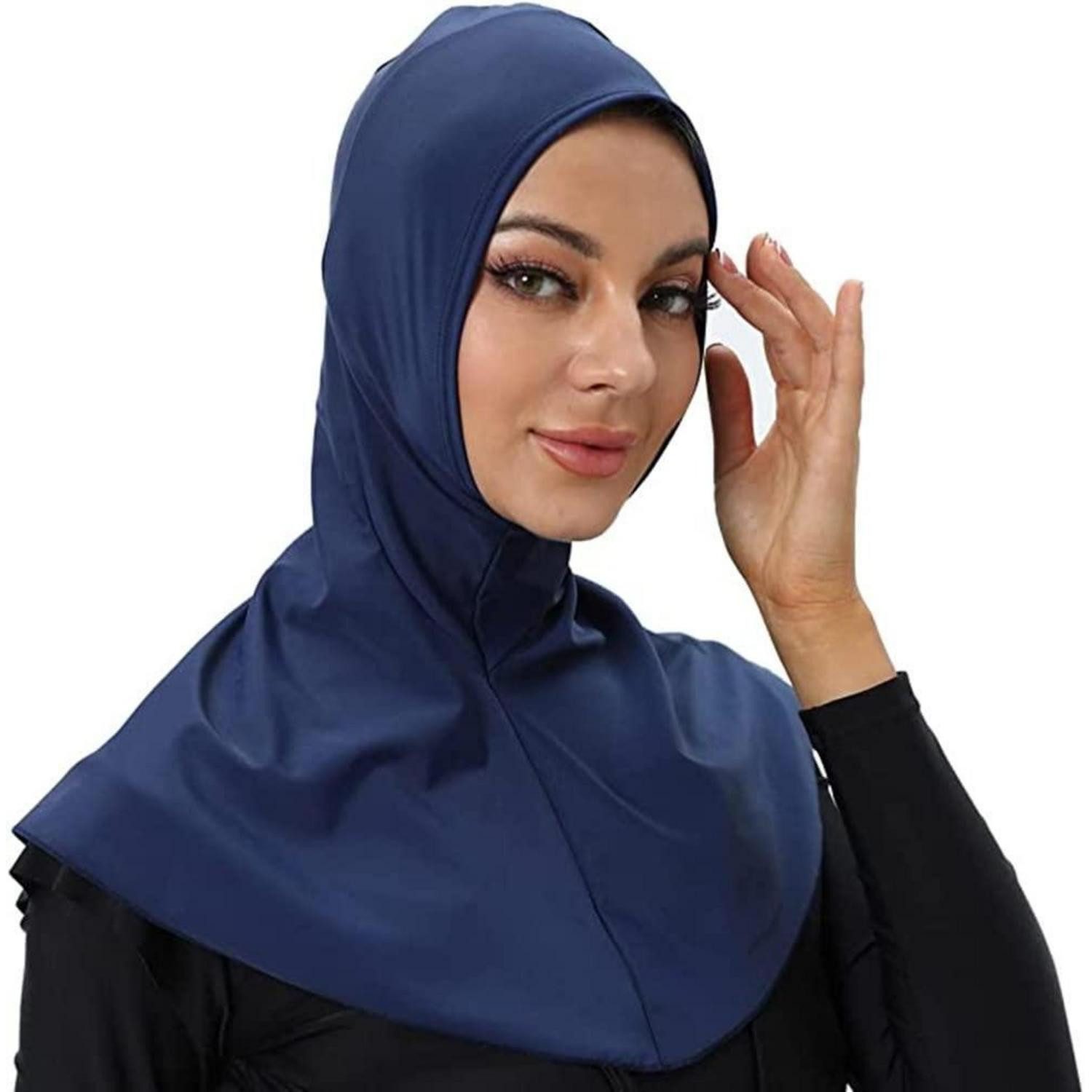 LuxusKollektion Kopftuch Schwimmkappe mit Kapuze Blau, (1-St)