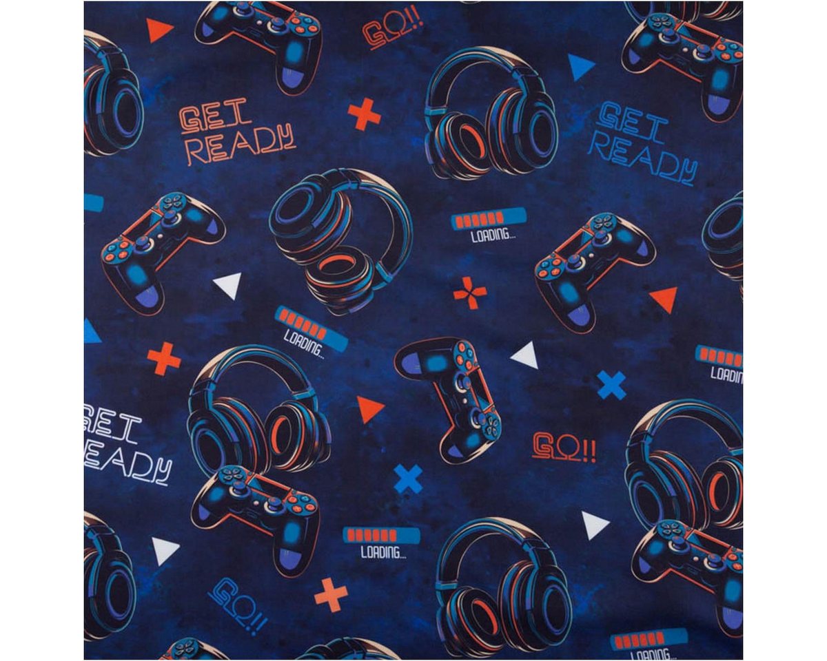 Thumbnail - SCHÖNER LEBEN. Stoff Softshell Stoff mit Fleece-Rückseite Digital Games blau 148cm Breite, abwaschbar