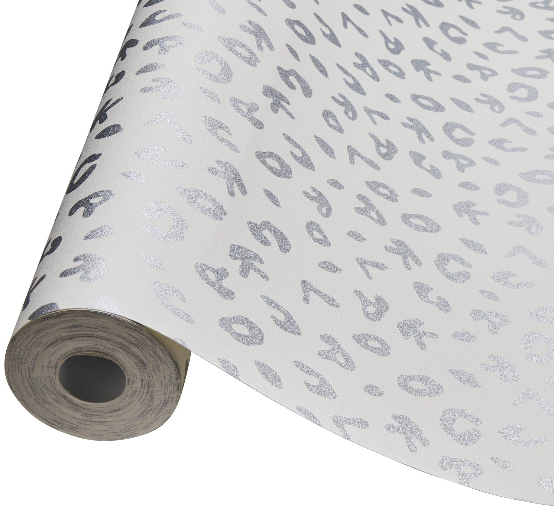 Ausgefallene A.S. silber/weiß/grau Metallic Vliestapete Tapete Lagerfeld Karl Architects Designer Leopard, Création Paper