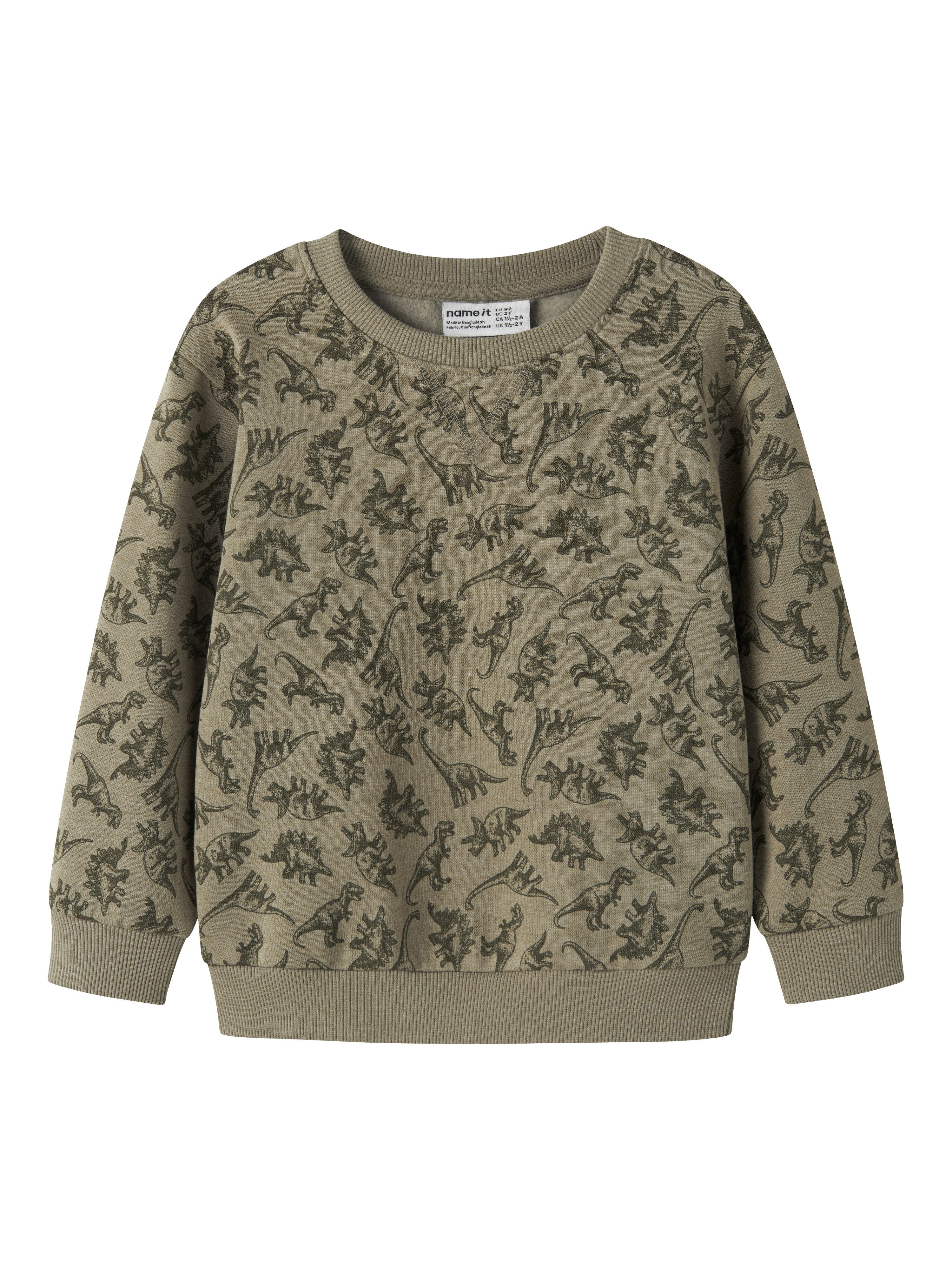 Name It Sweatshirt NMMVIMO LS NREG AOP SWEAT BRU Baumwollmischung, regular fit