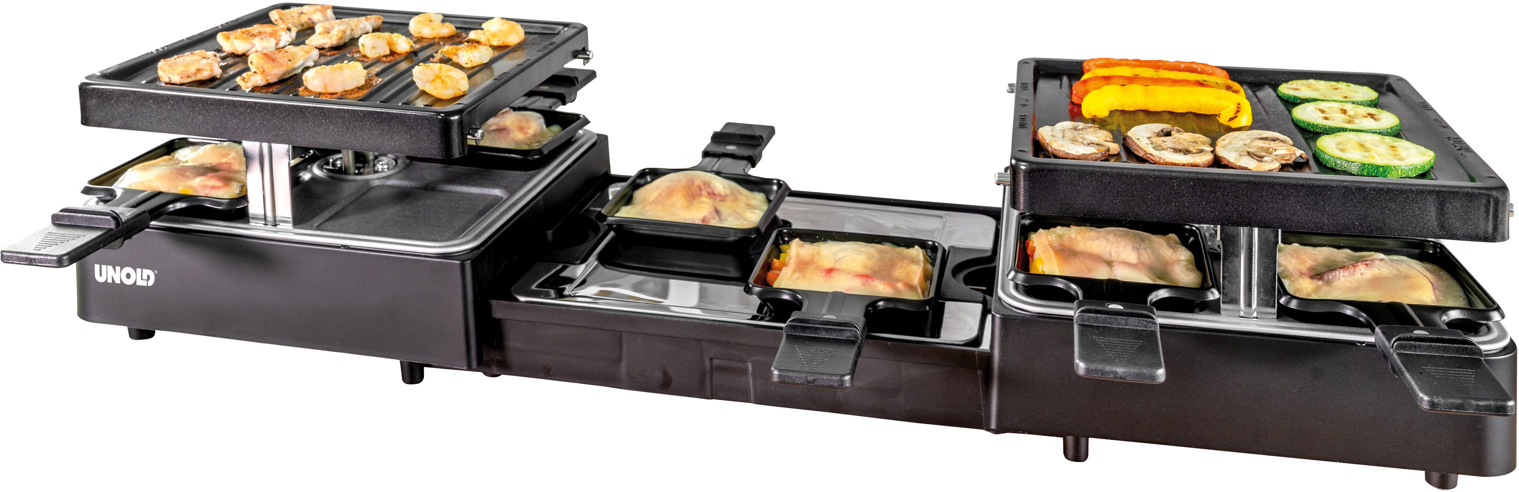 Unold Raclette 48755 RACLETTE Extendable, 8 Raclettepfännchen, 1300 W
