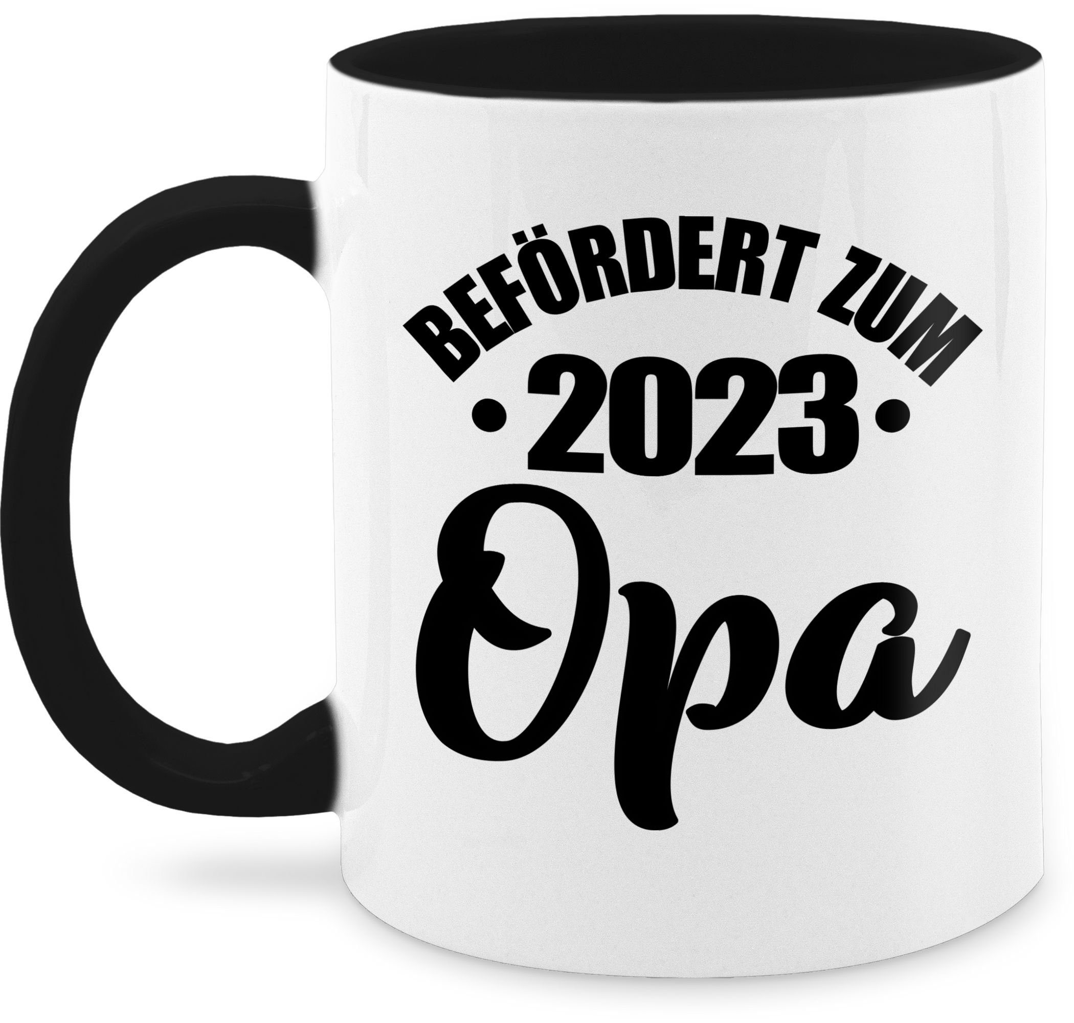 Shirtracer Tasse Befördert zum Opa 2023 - Geburtsverkündung Du wirst Opa, Keramik, Opa Großvater 1 Schwarz