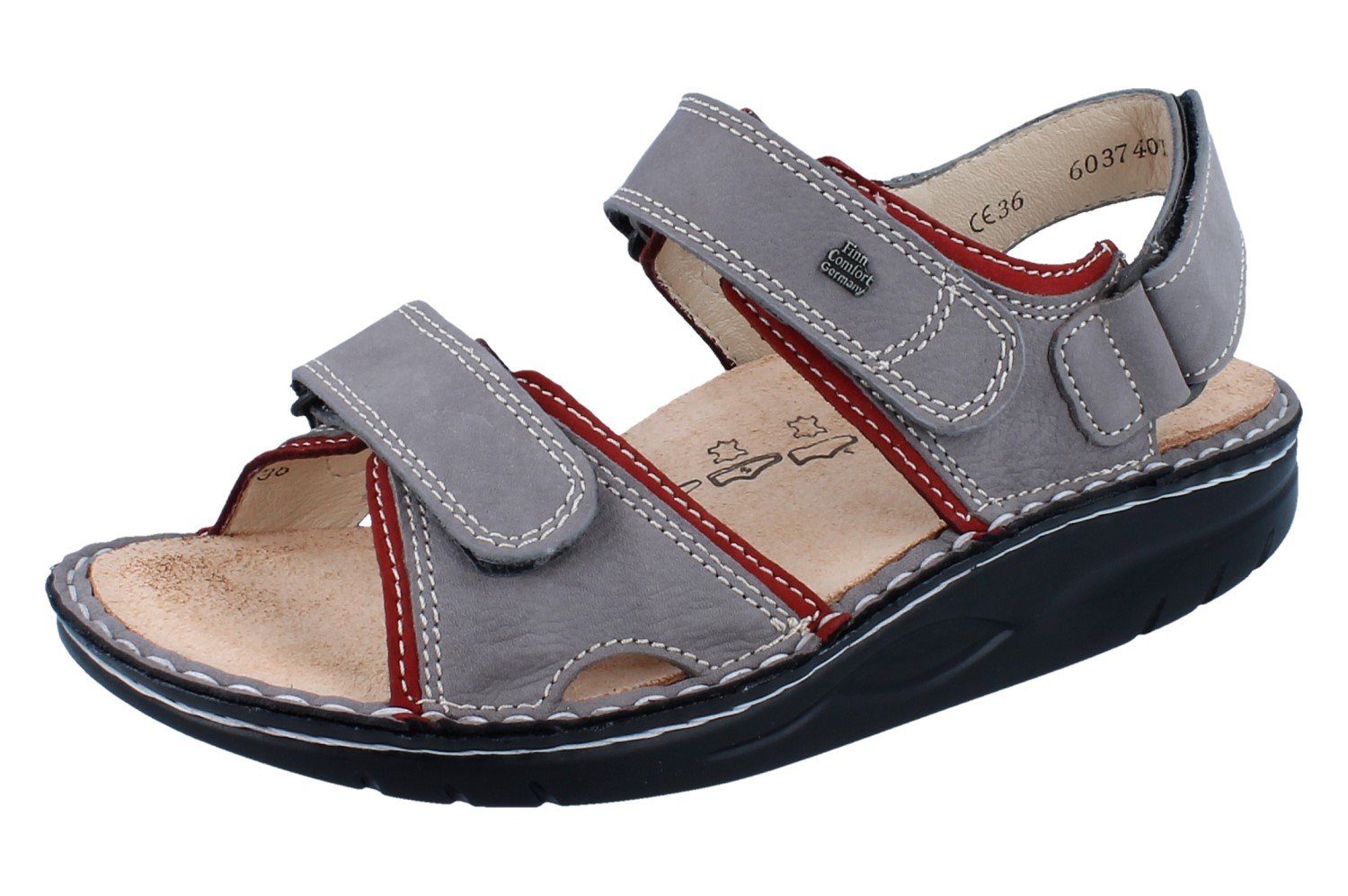 Finn Comfort FINN COMFORT FINNAMIC Yuma Damen Sandale grau Nubukleder - Größe: 42 Sandale Wechselfußbett