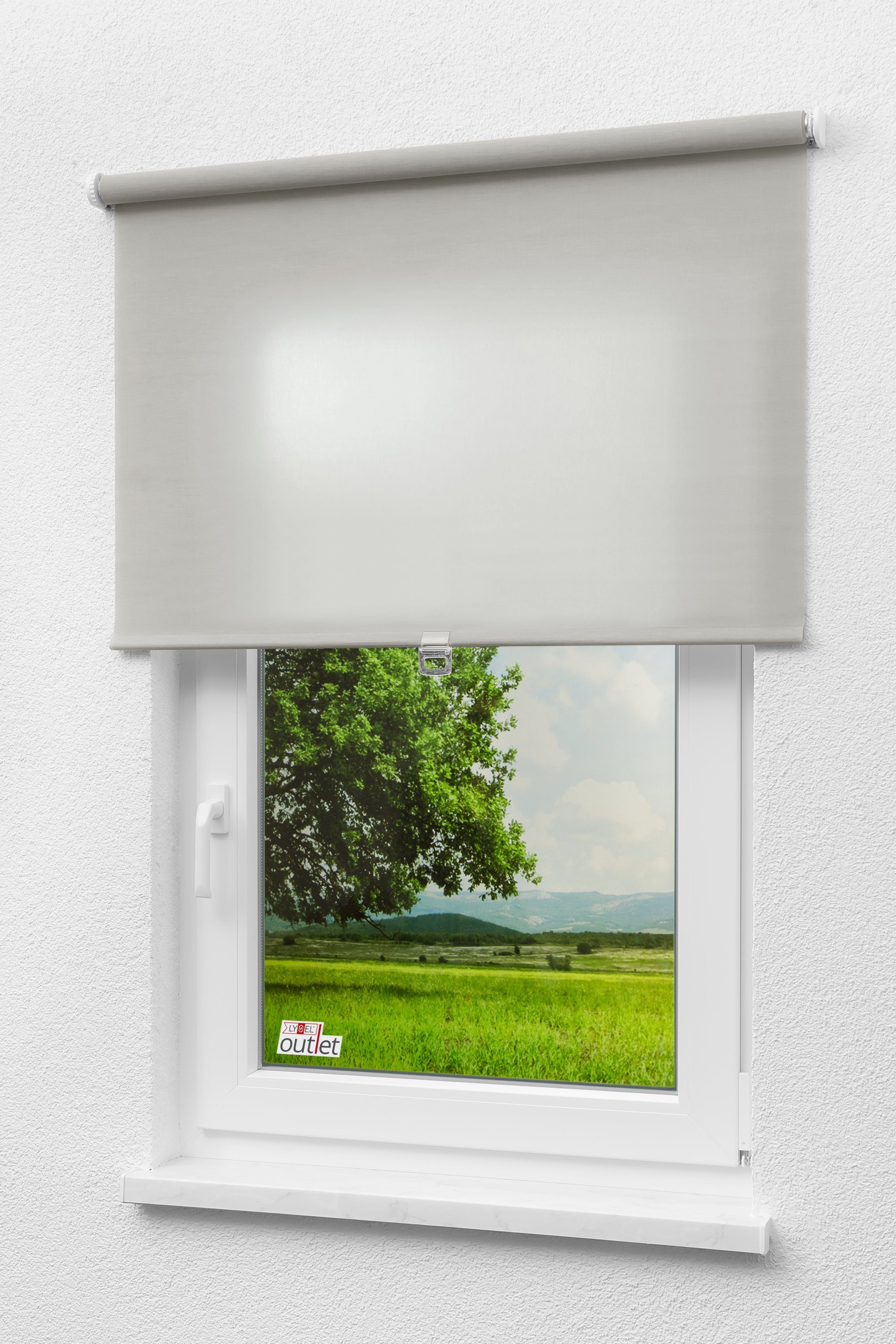HxB Qualitätsspringrollo Rollo Tageslicht LYSEL®, blickdicht, Grau, 190x62cm