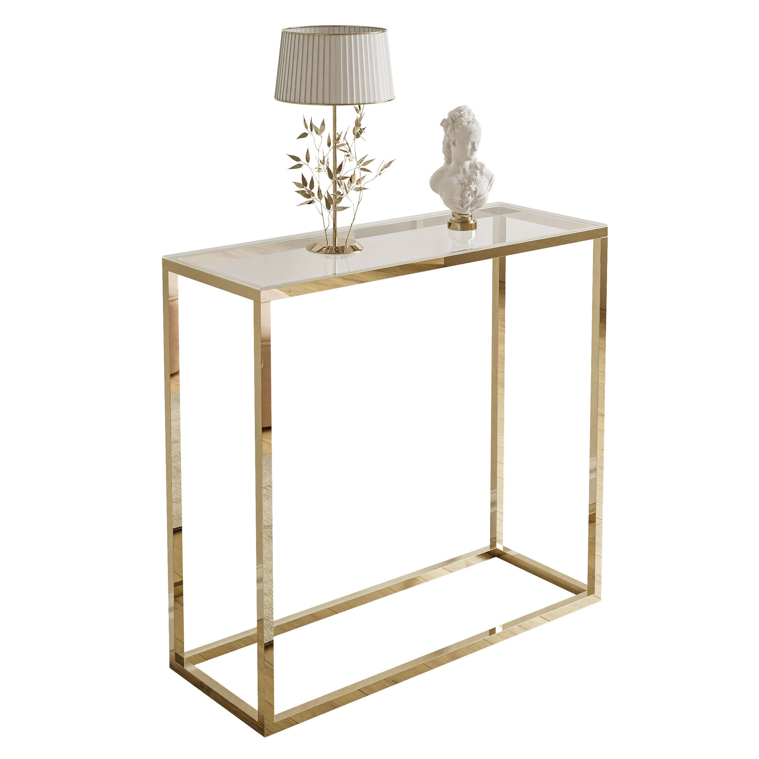 Lookway Konsolentisch MODERN GLASS mit goldfarbenem, verchromtem Gestell (1 günstig online kaufen