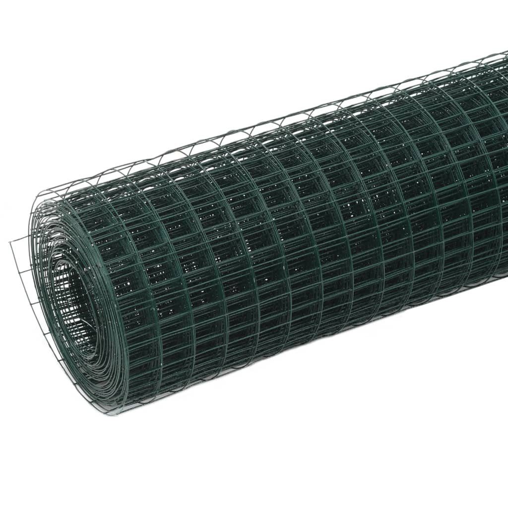 vidaXL Maschendraht Drahtgeflecht Drahtzaun Stahl PVC-Beschichtung 25×1,5 m Grün 