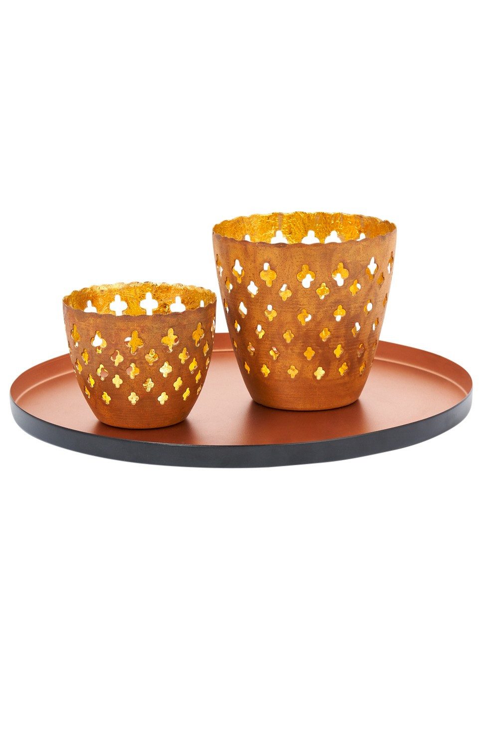 Marrakesch Orient & Mediterran Interior Teelichthalter mit Tablett Geschenkset Windlichter Deko Set Orient -2- (1 St), Handarbeit