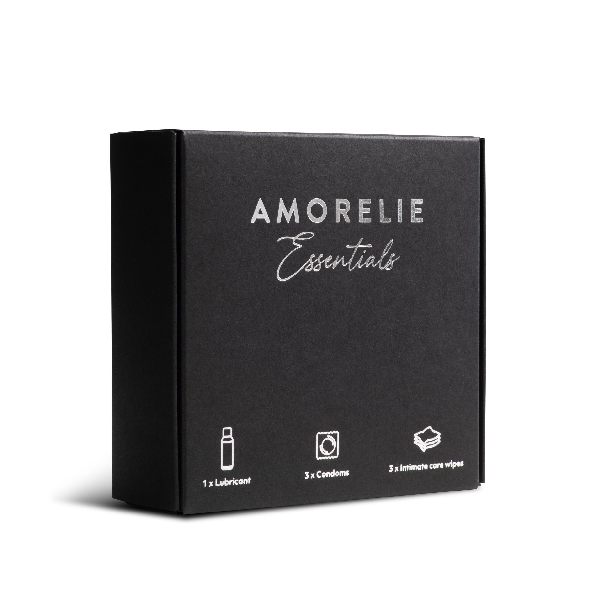 AMORELIE Gleitgel AMORELIE Essentials Set 3-teilig - Kondome, Gleitgel & Intimpflegetüch