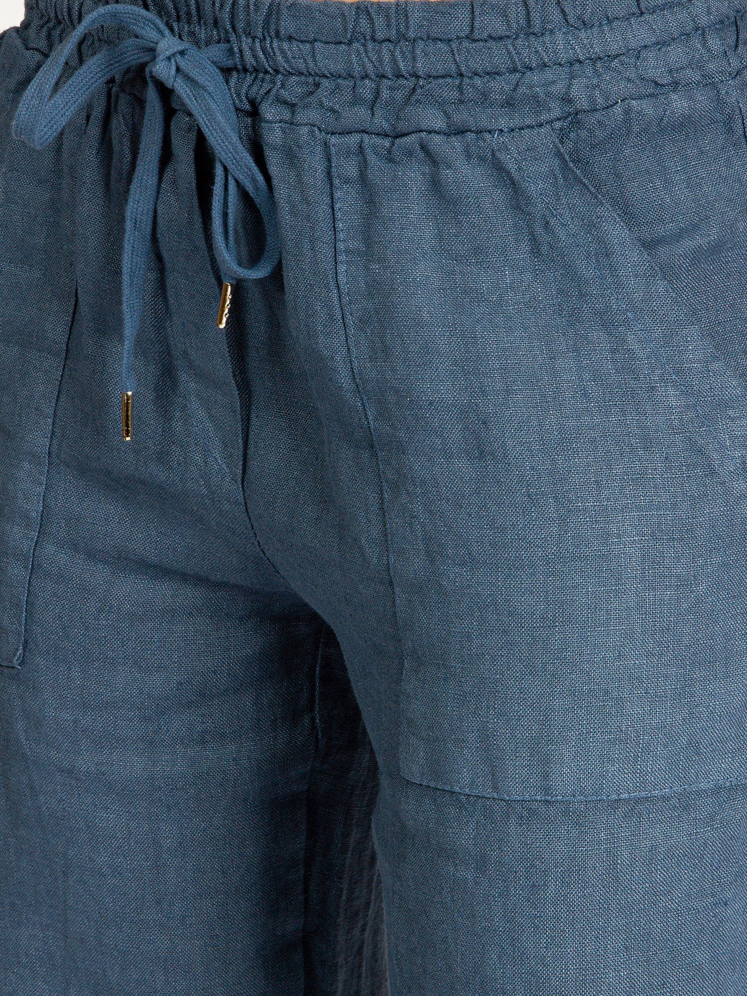 elegante Casual Damen KHS051 Caspar blau Leinenhose Sommer jeans Leinenhose