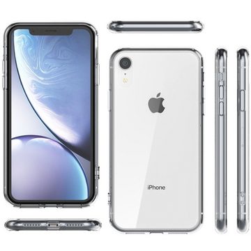 Nalia Smartphone-Hülle Apple iPhone XR, Klare Hartglas Hülle / Silikon Rahmen / Kratzfest / Transparent / Vergilbungsfrei / 9H Tempered Glass & Flexibler Bumper / Durchsichtiges Hardcase / Dünnes Clear Phone Cover / Anti-Gelb / Schutzhülle Case Etui Hardcover Handy-Tasche