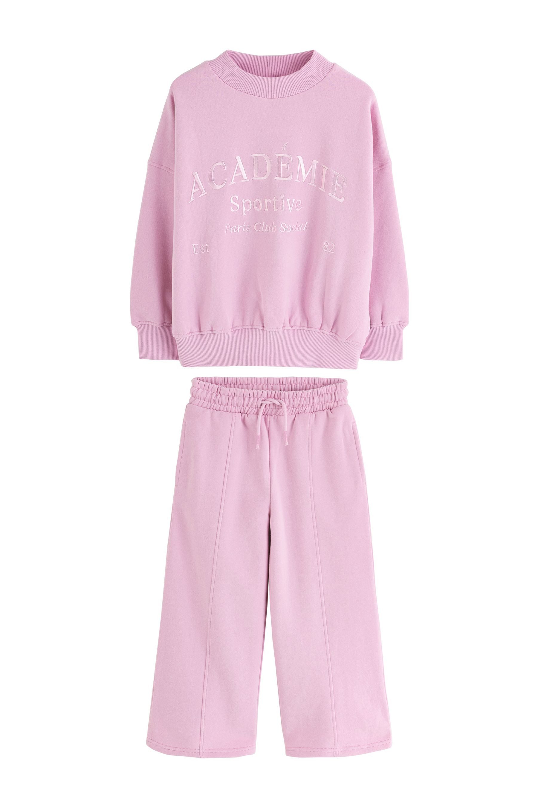 Next Sweatanzug Sweatshirt und Jogginghose mit weitem Bein im Set (2-tlg)