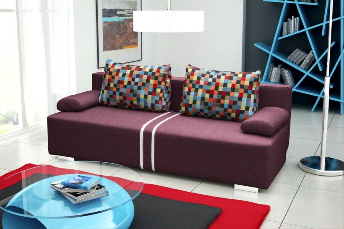 Sofa, Mit JVmoebel Lila Bettfunktion