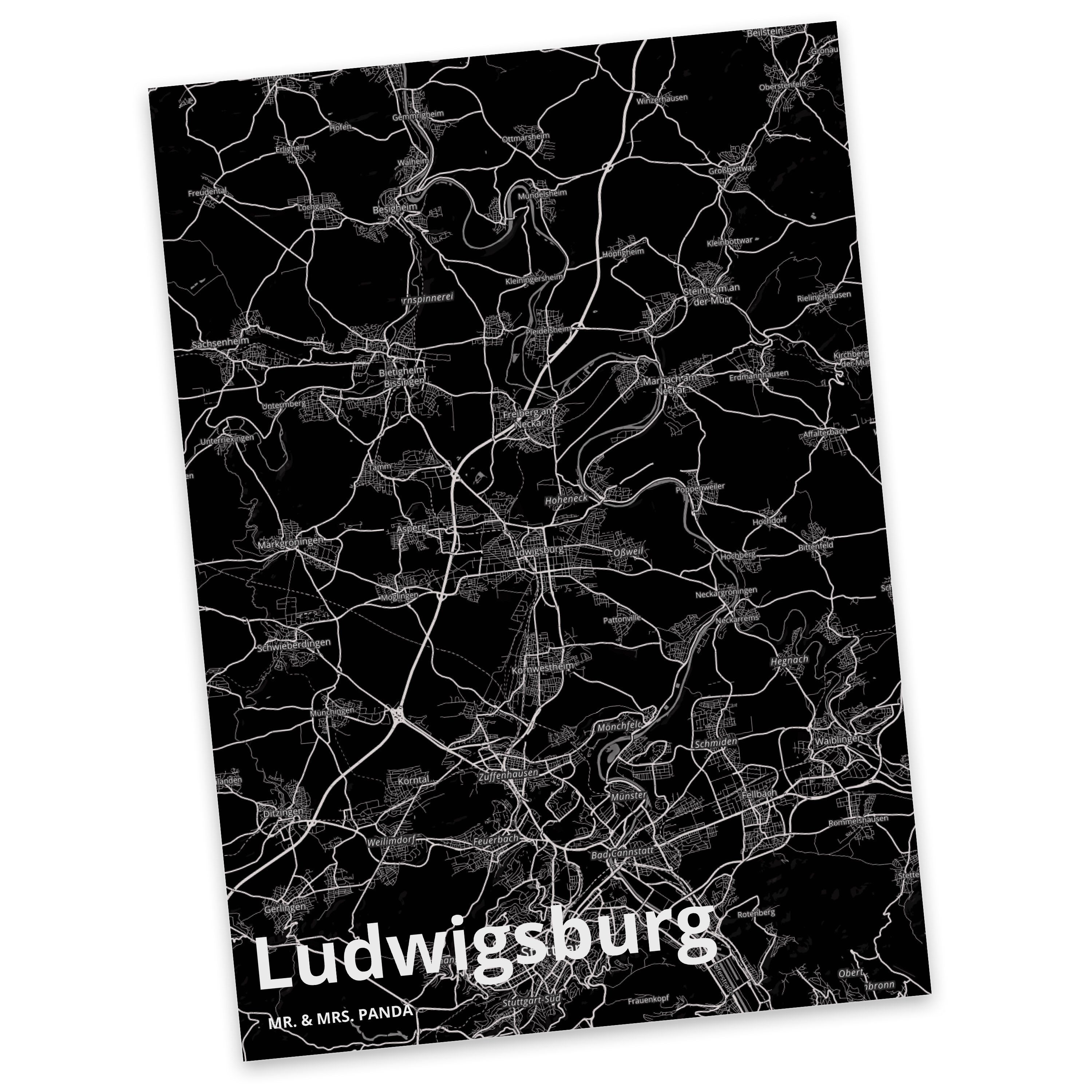 Mr. & Mrs. Panda Postkarte Ludwigsburg - Geschenk, Einladungskarte, Karte, Einladung, Stadt, Dor