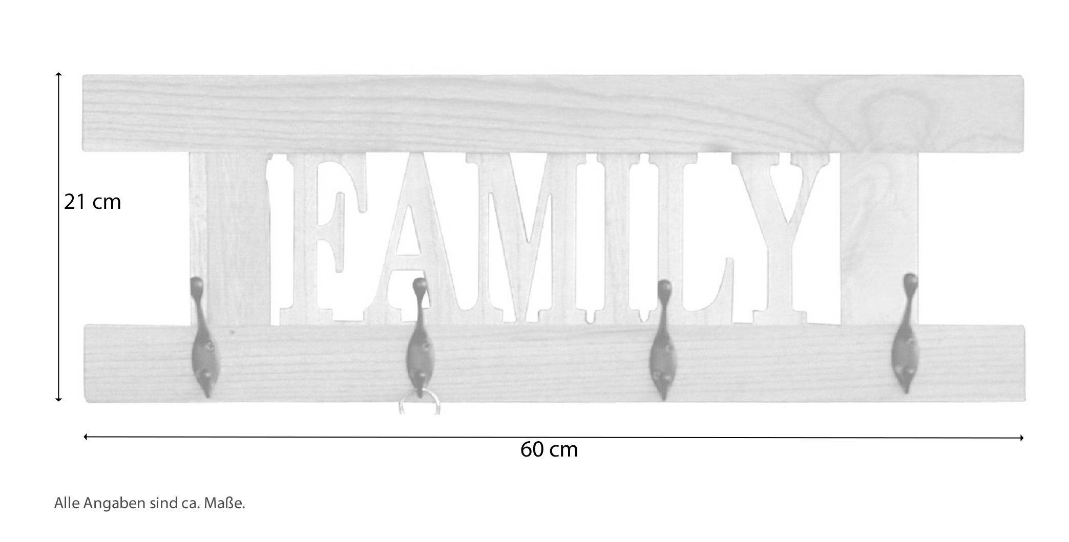 moebel-direkt-online Wandgarderobe Family, Garderobe aus Massivholz "Paulownia" used-look weiß