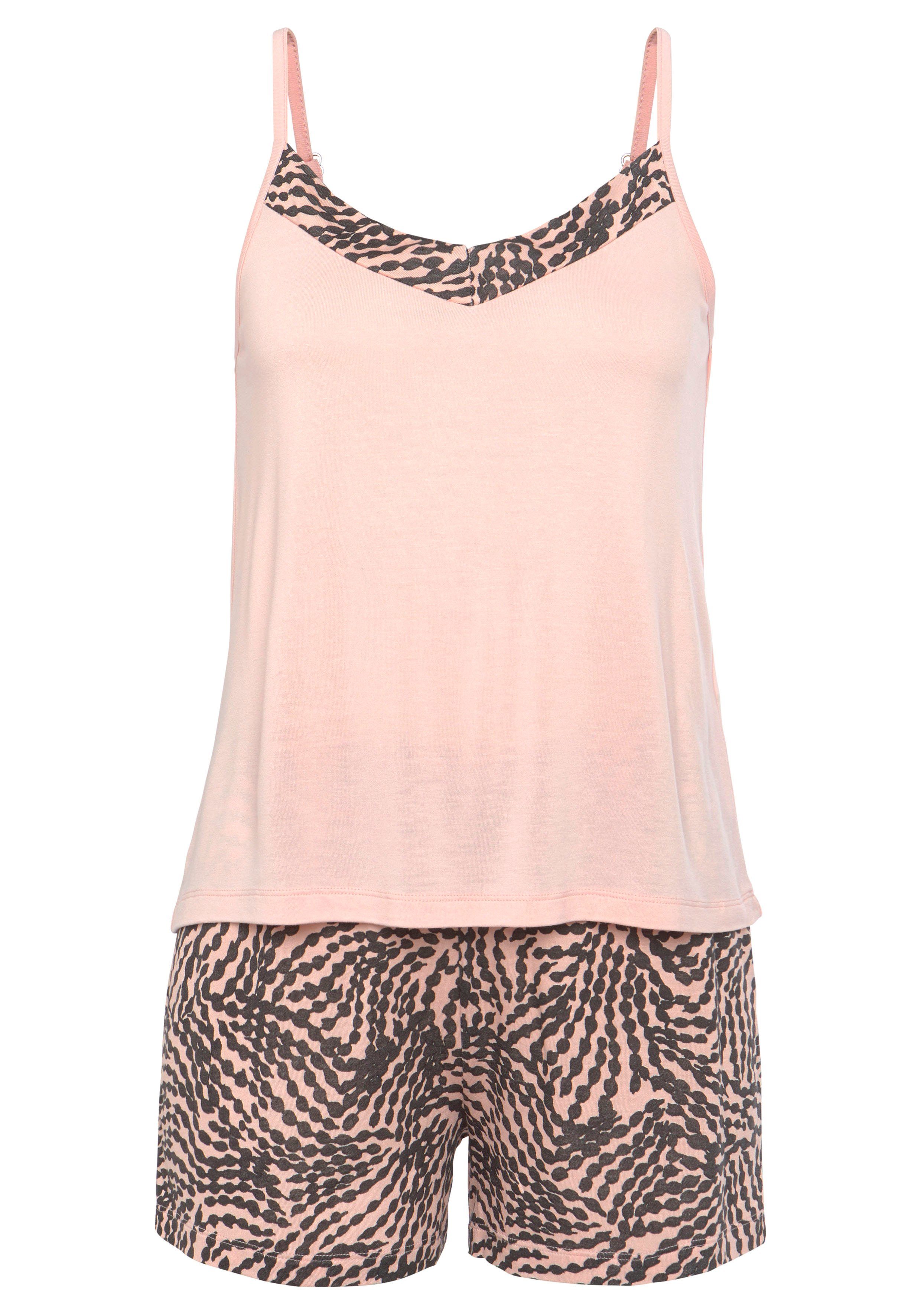 LASCANA Shorty (Set, 2 tlg., 2-teilig) mit gemusterten Details günstig online kaufen