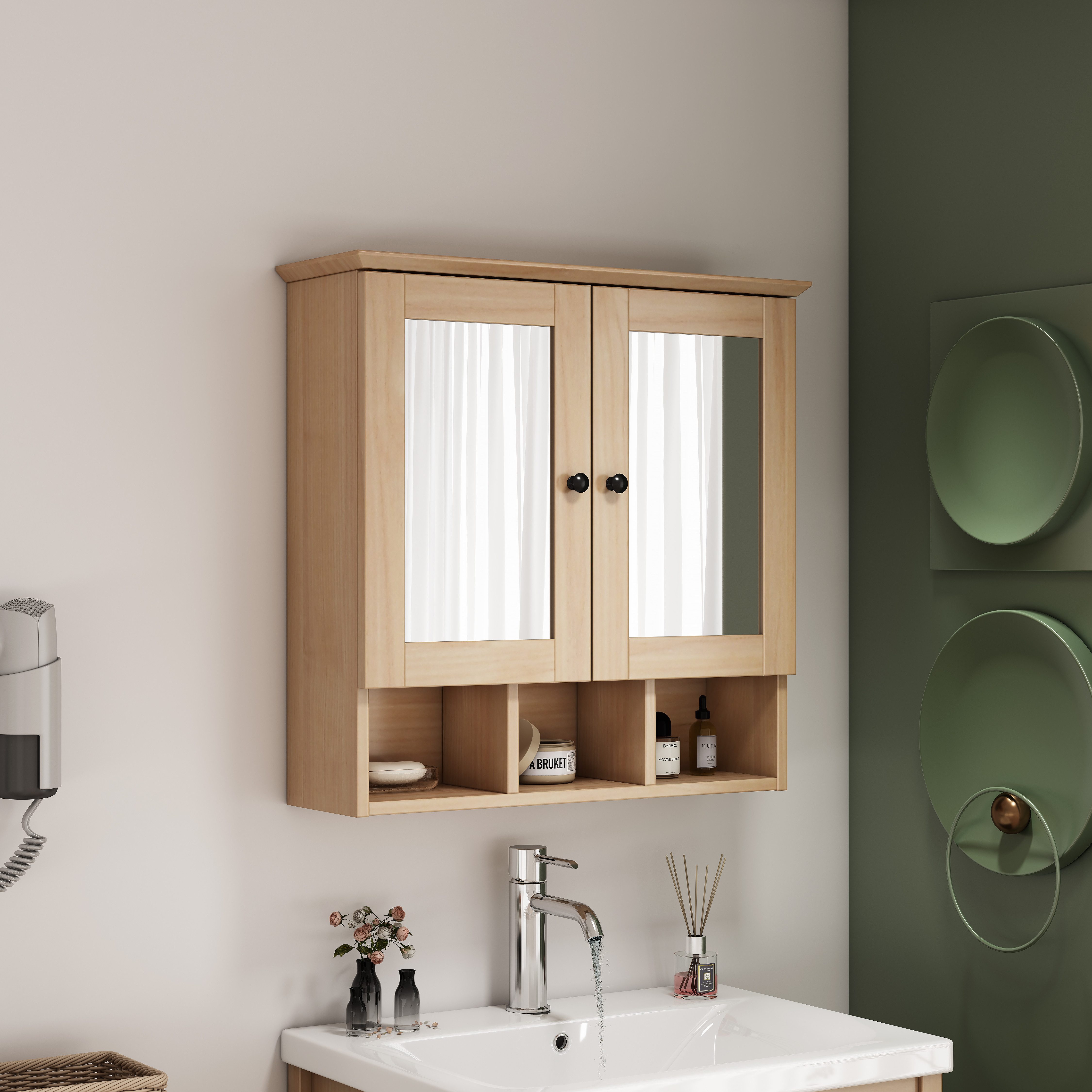 welltime Spiegelschrank STOCKHOLM mit 2 Spiegeltüren, offenen Fächern und v günstig online kaufen