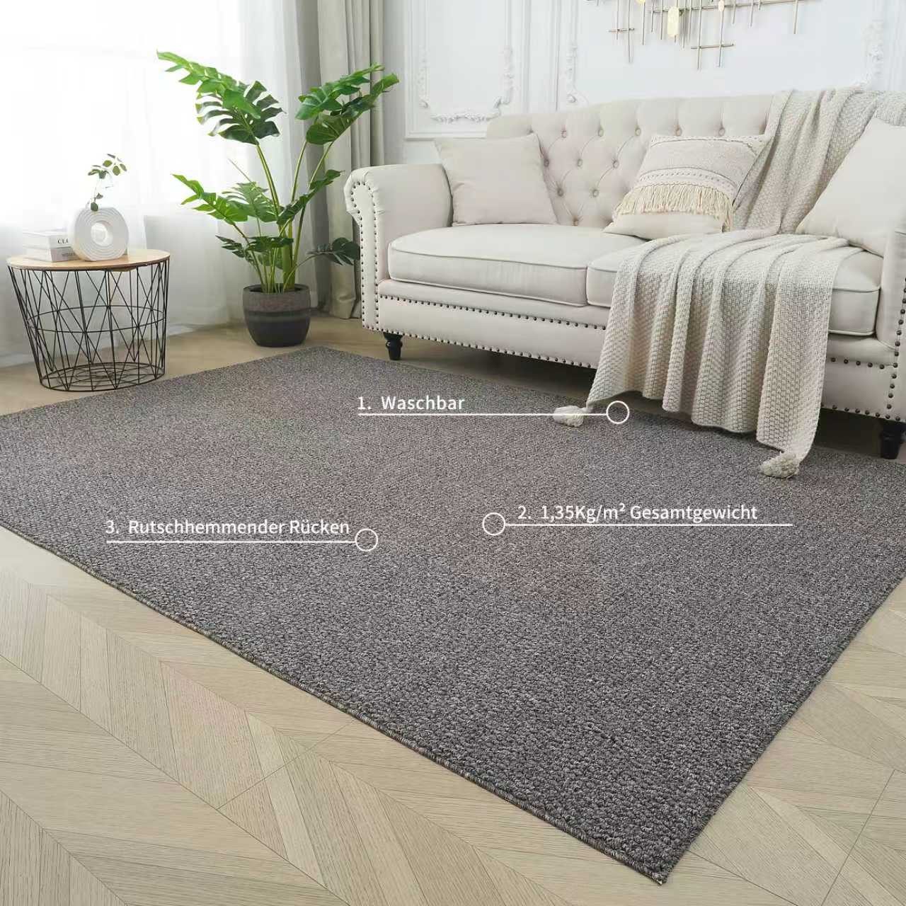 s.Oliver Teppich Lenni, rechteckig, Höhe: 10 mm, Uni-Farben, kurzflor, waschbar, Wohnzimmer, Schlafzimmer